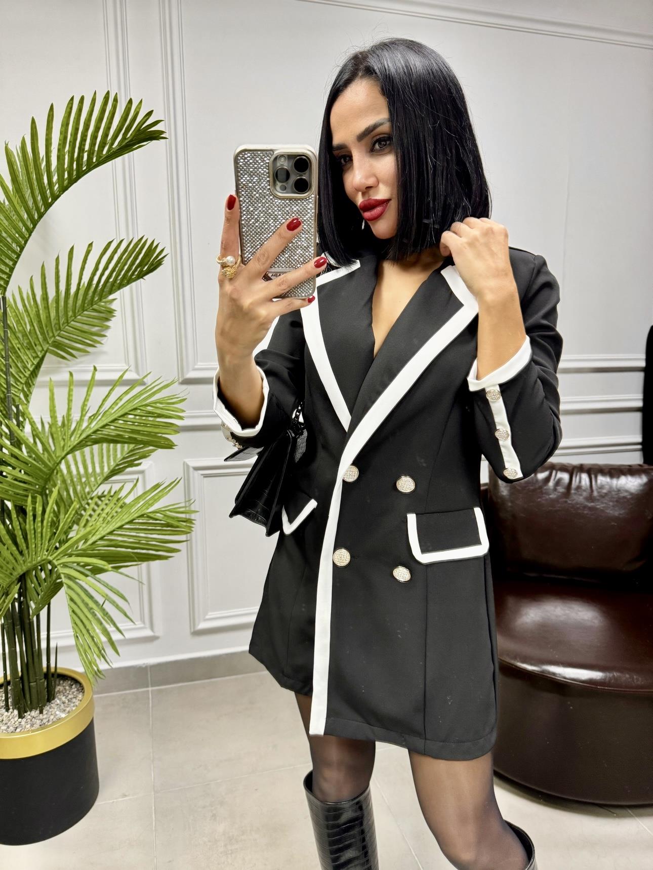 Ceket Elbise Siyah&Beyaz