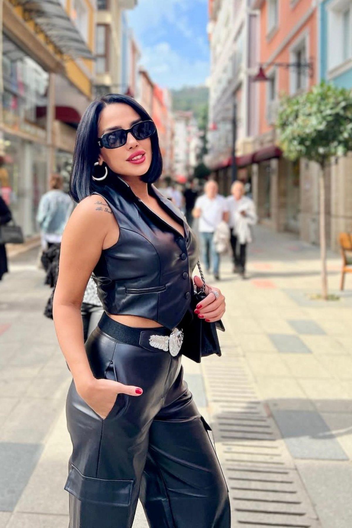 Deri Yelekli Pantolon Takım