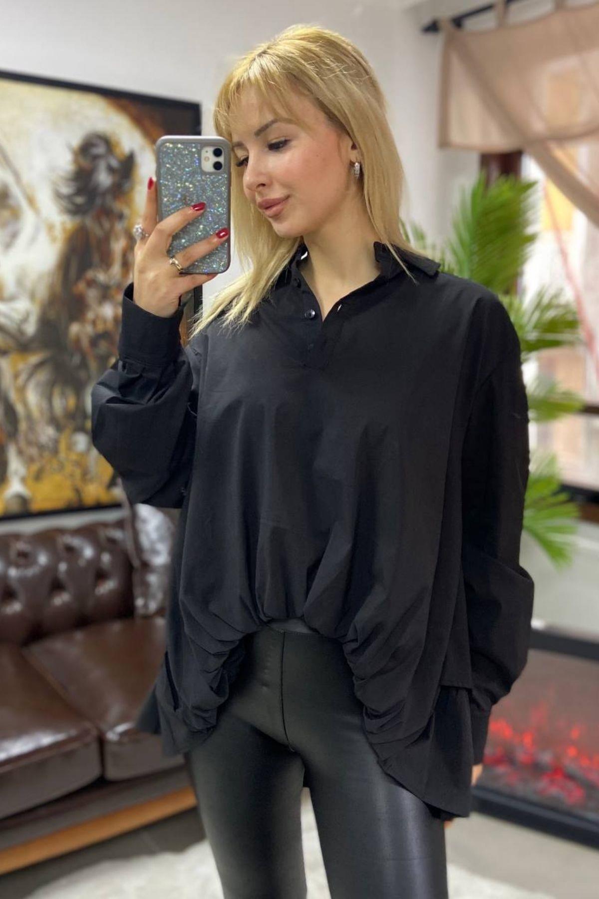 H4 Büzgü Detay Gömlek