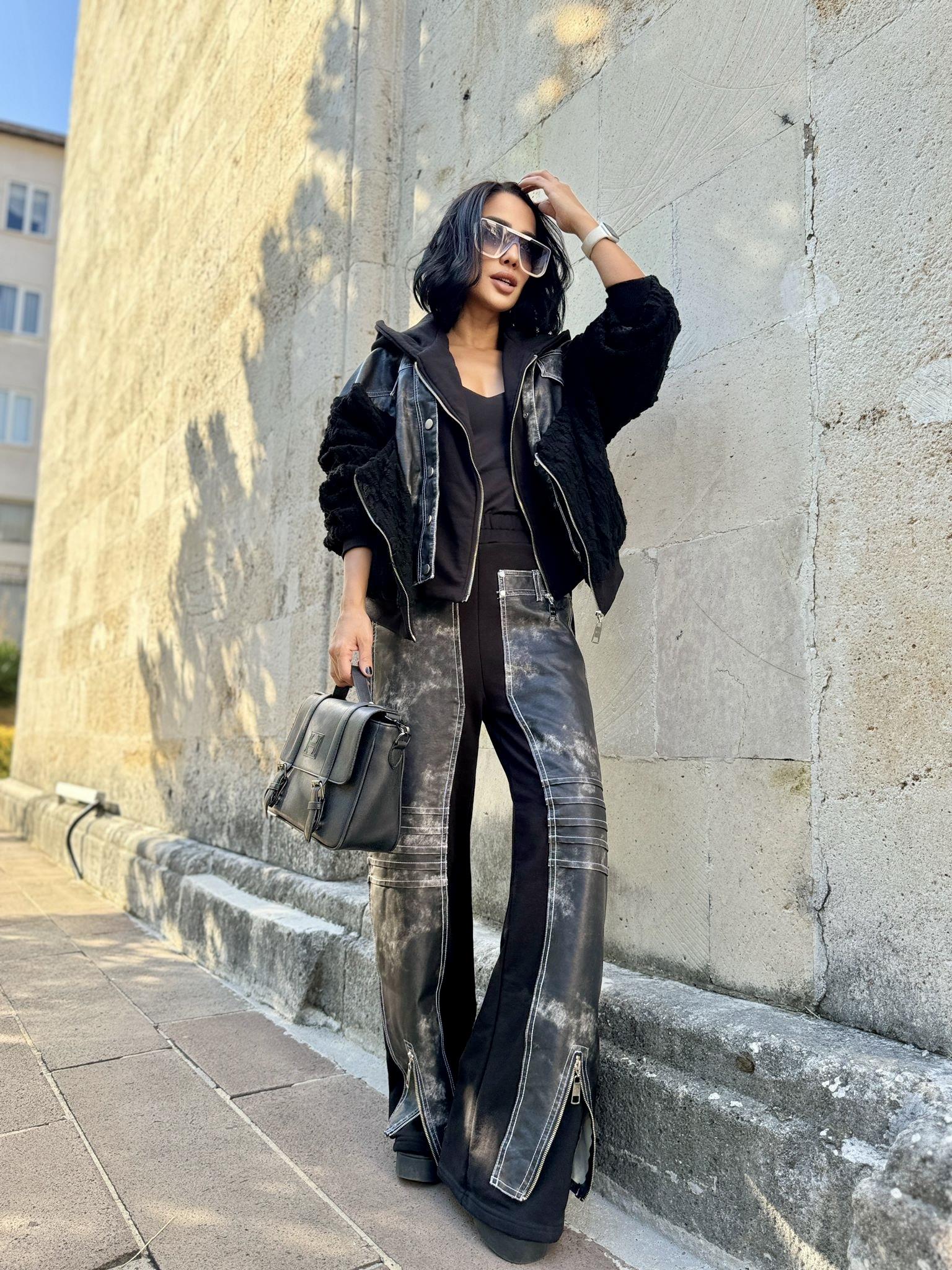 H4 Deri Detay Pantolon