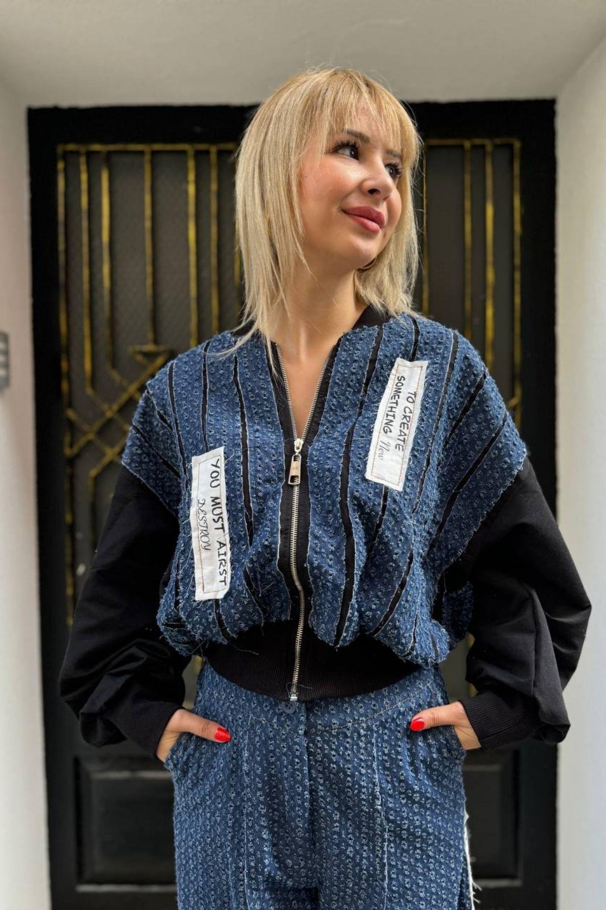 H4 Dokulu Bomber Ceket