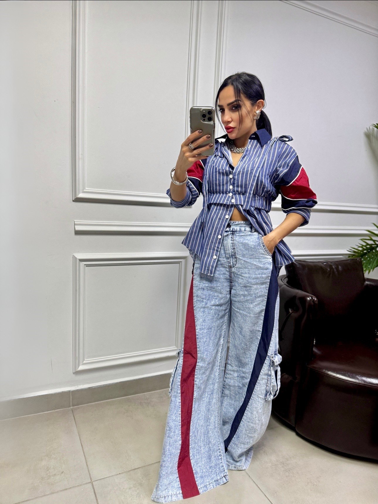 H4 Kargo Cepli Denim Pantolon