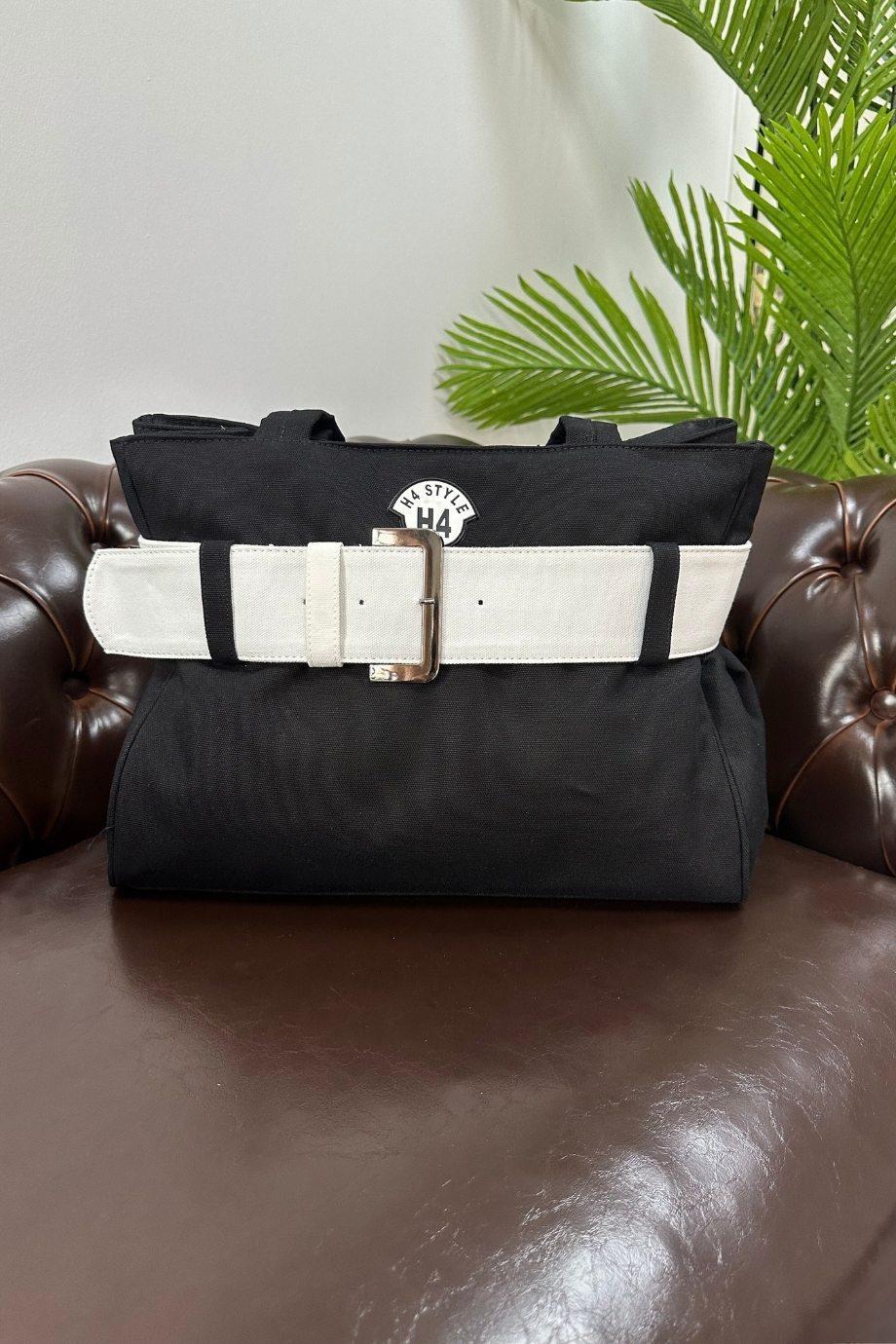 H4 Kemerli Kumaş Çanta