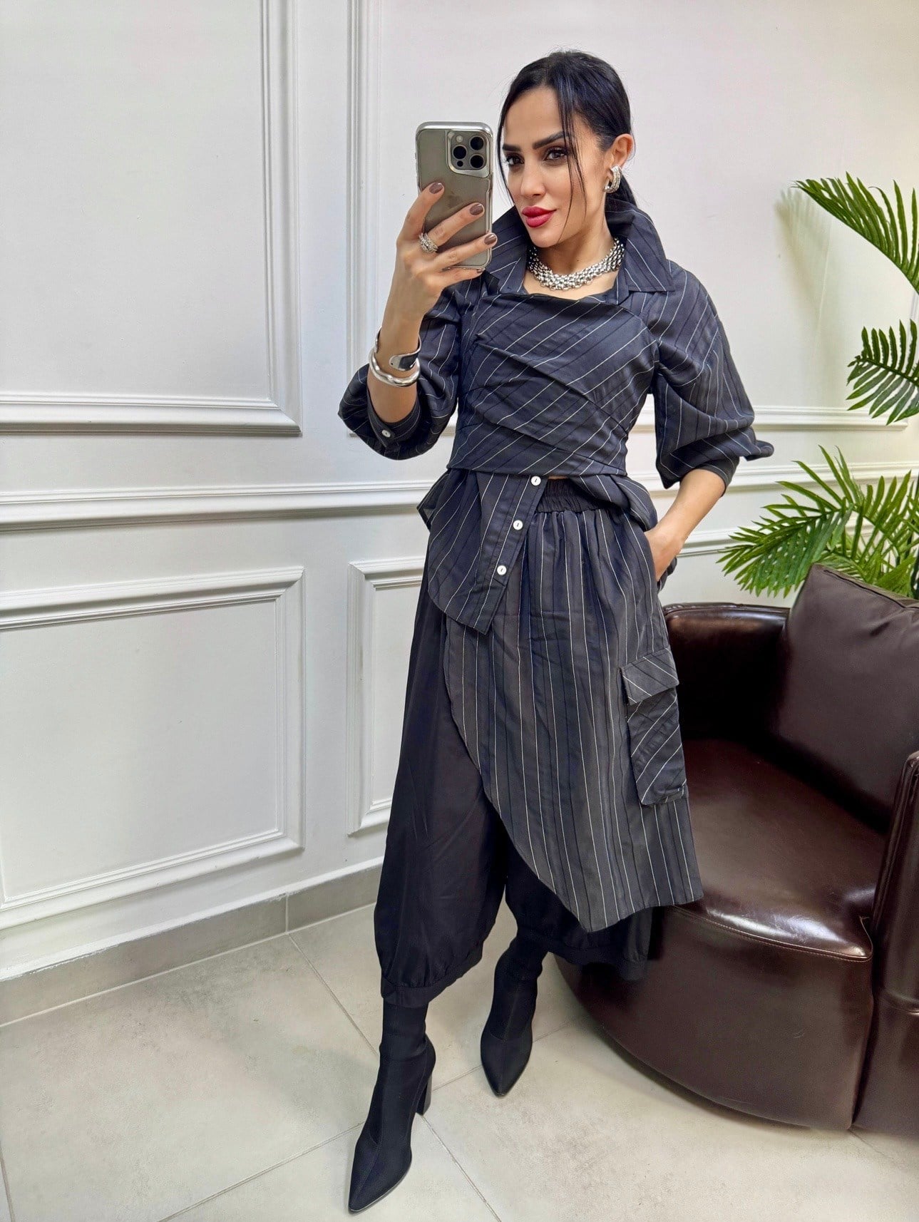 H4 Pelerinli Şalvar Pantolon