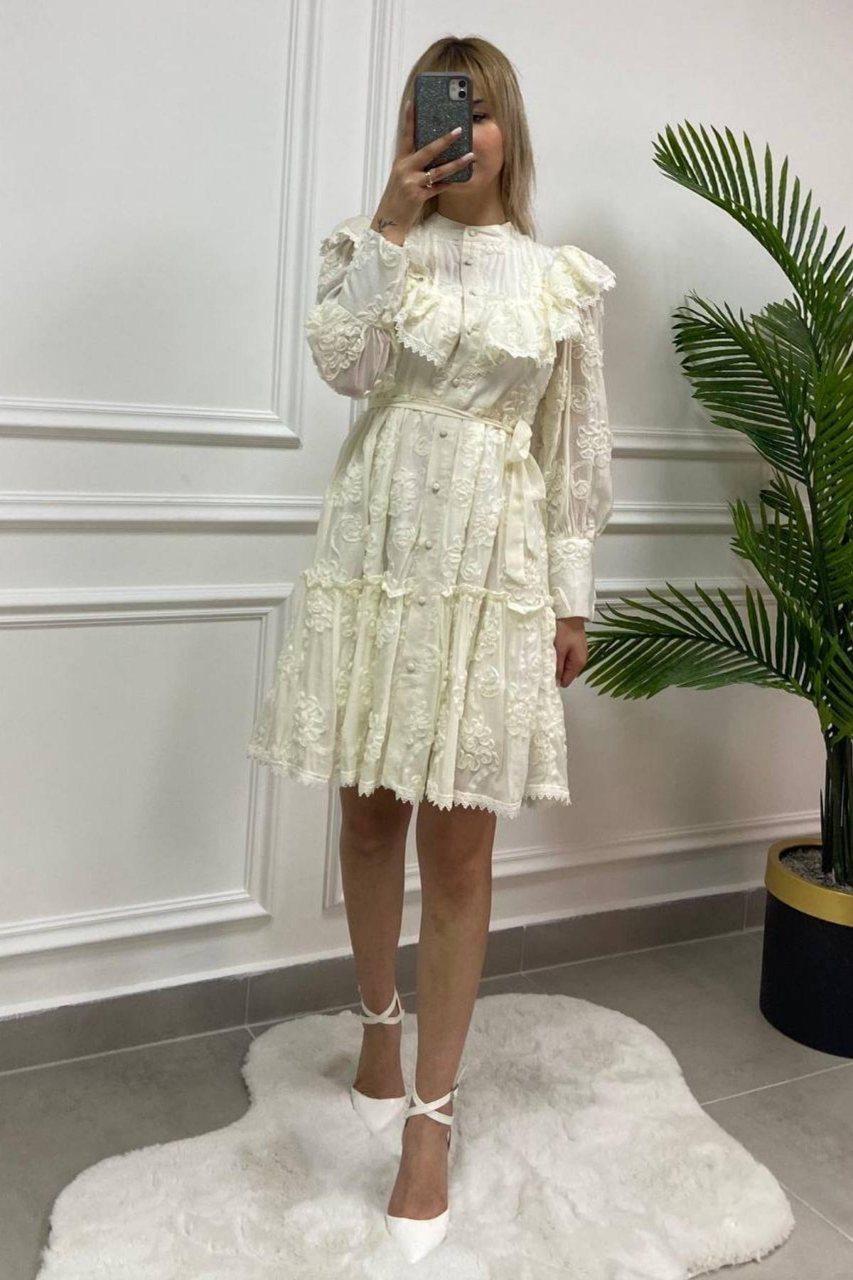 İthal 3D Çiçek Model Elbise