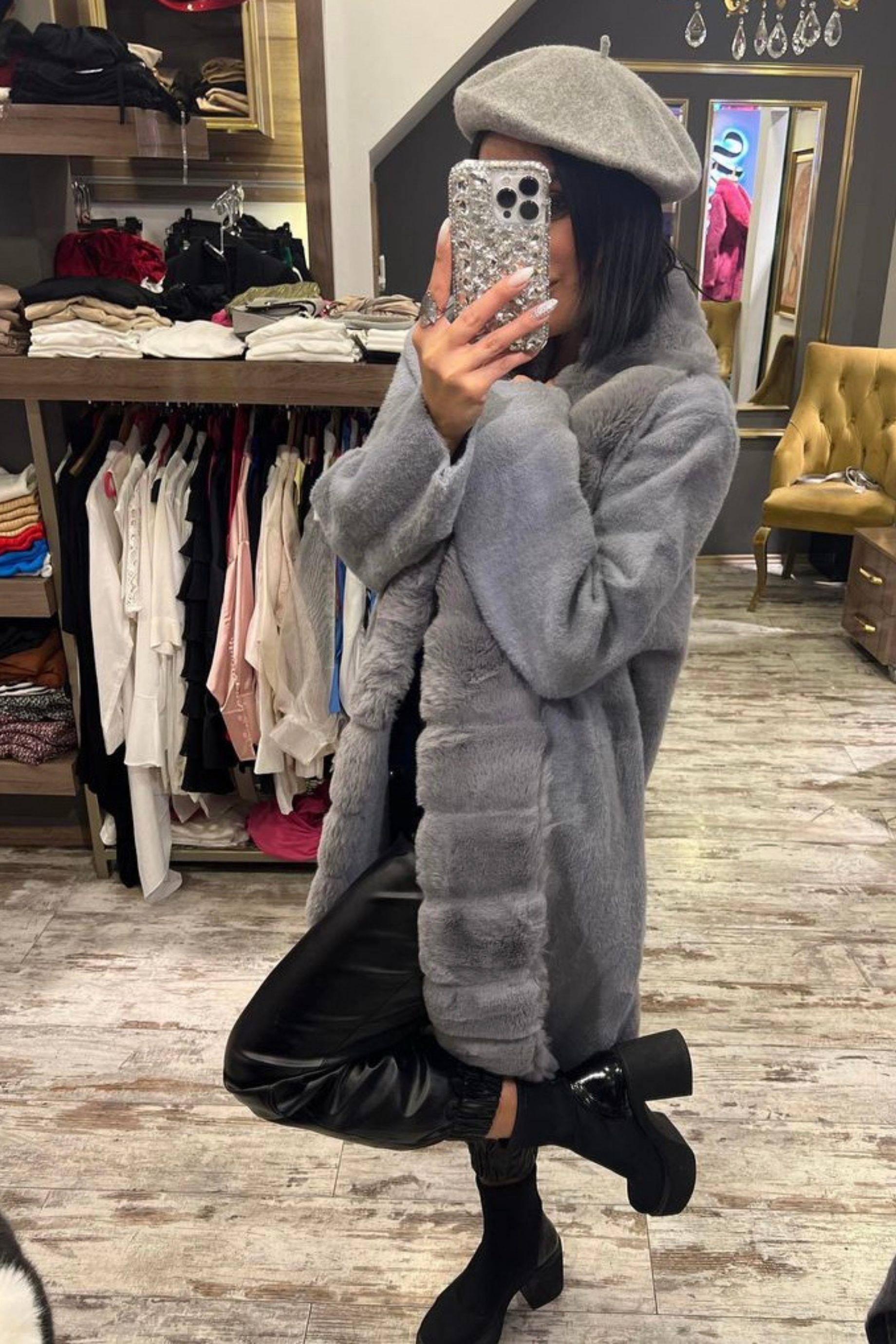 İthal Angora Hırka Gri