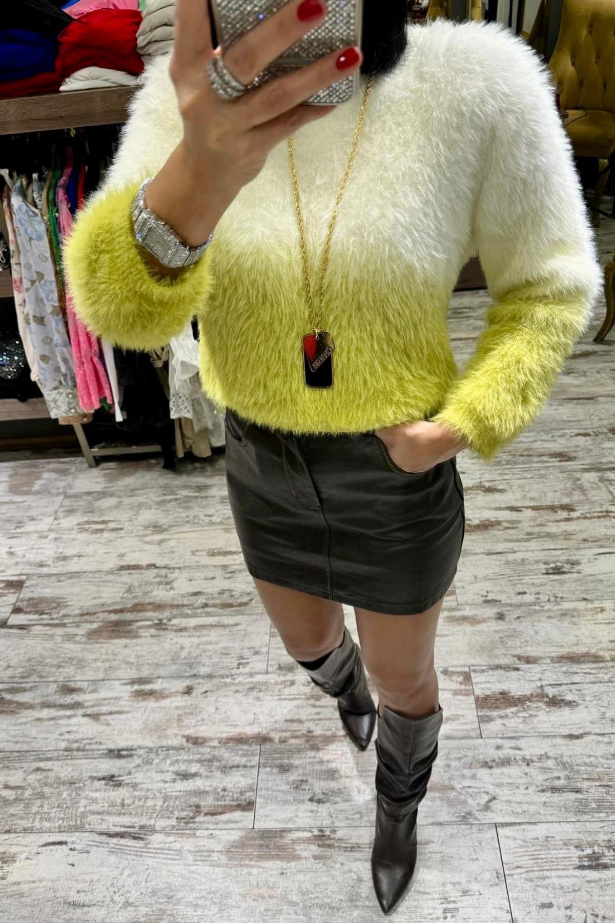 İthal Angora Kazak Yeşil & Beyaz