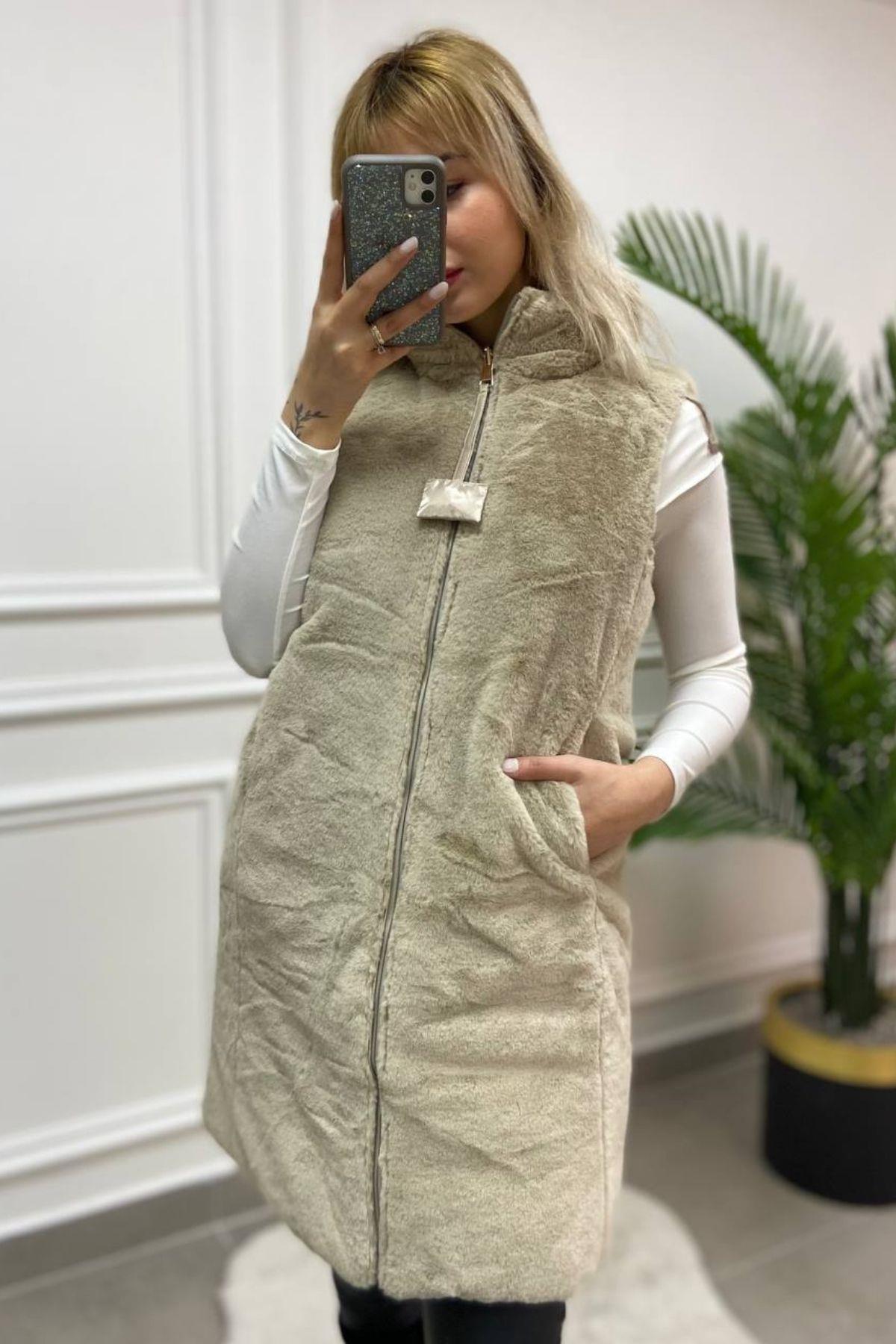 İthal Çift TaraflıYelek Bej 