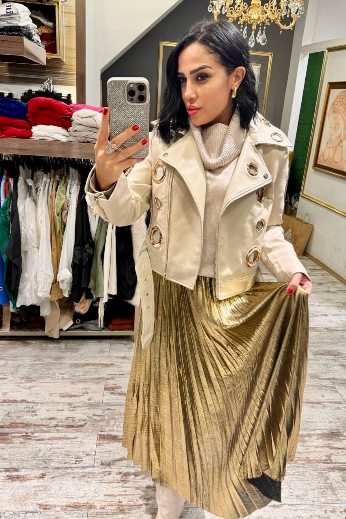 İthal Gold Lame Etek