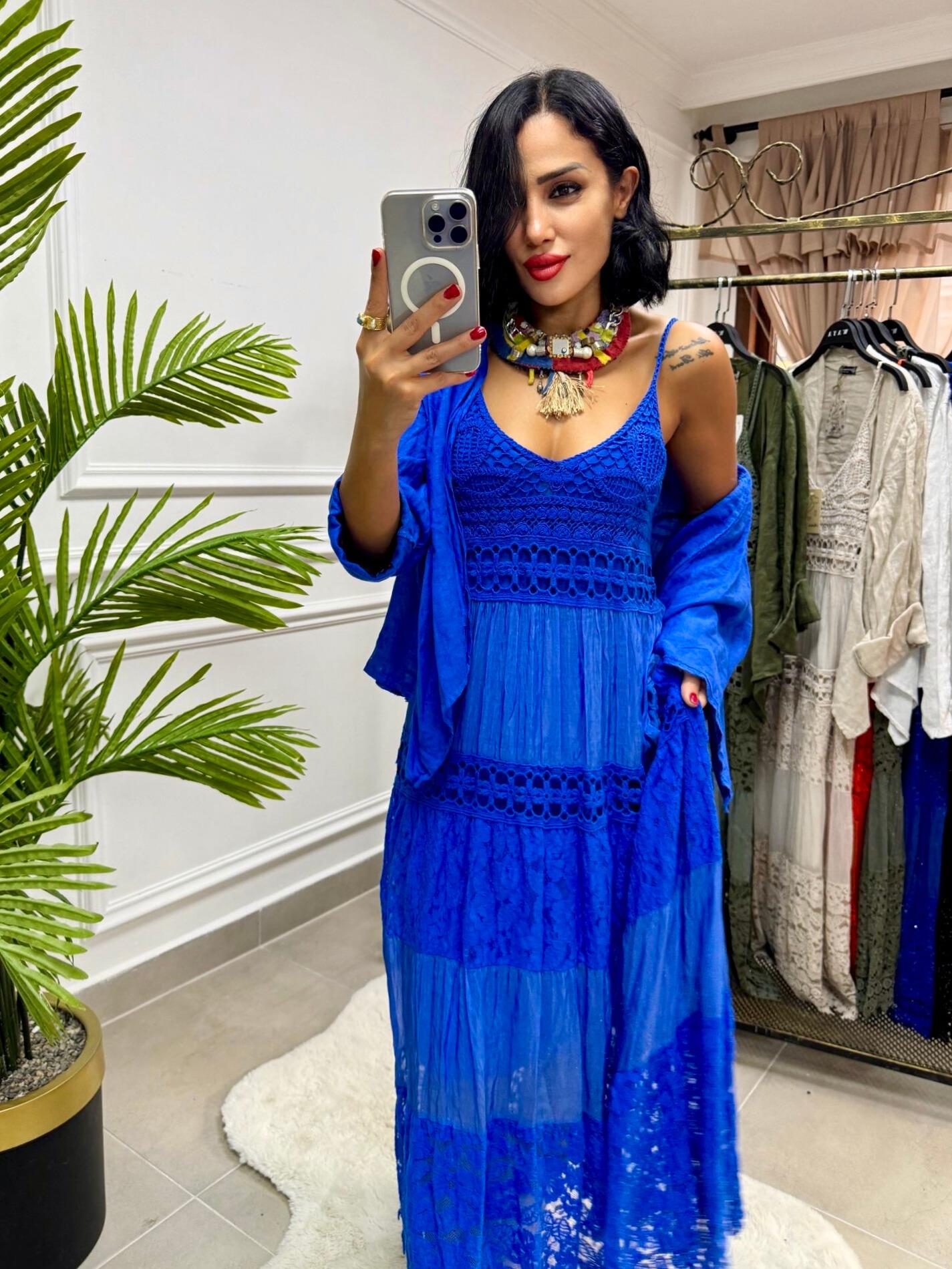 İthal Güpürlü Elbise