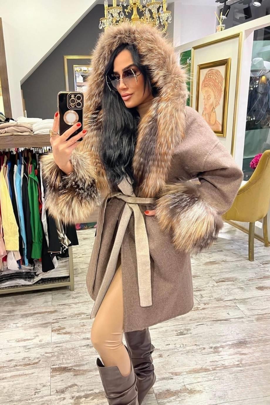 İthal Kapüşonlu Alpaca Kürk