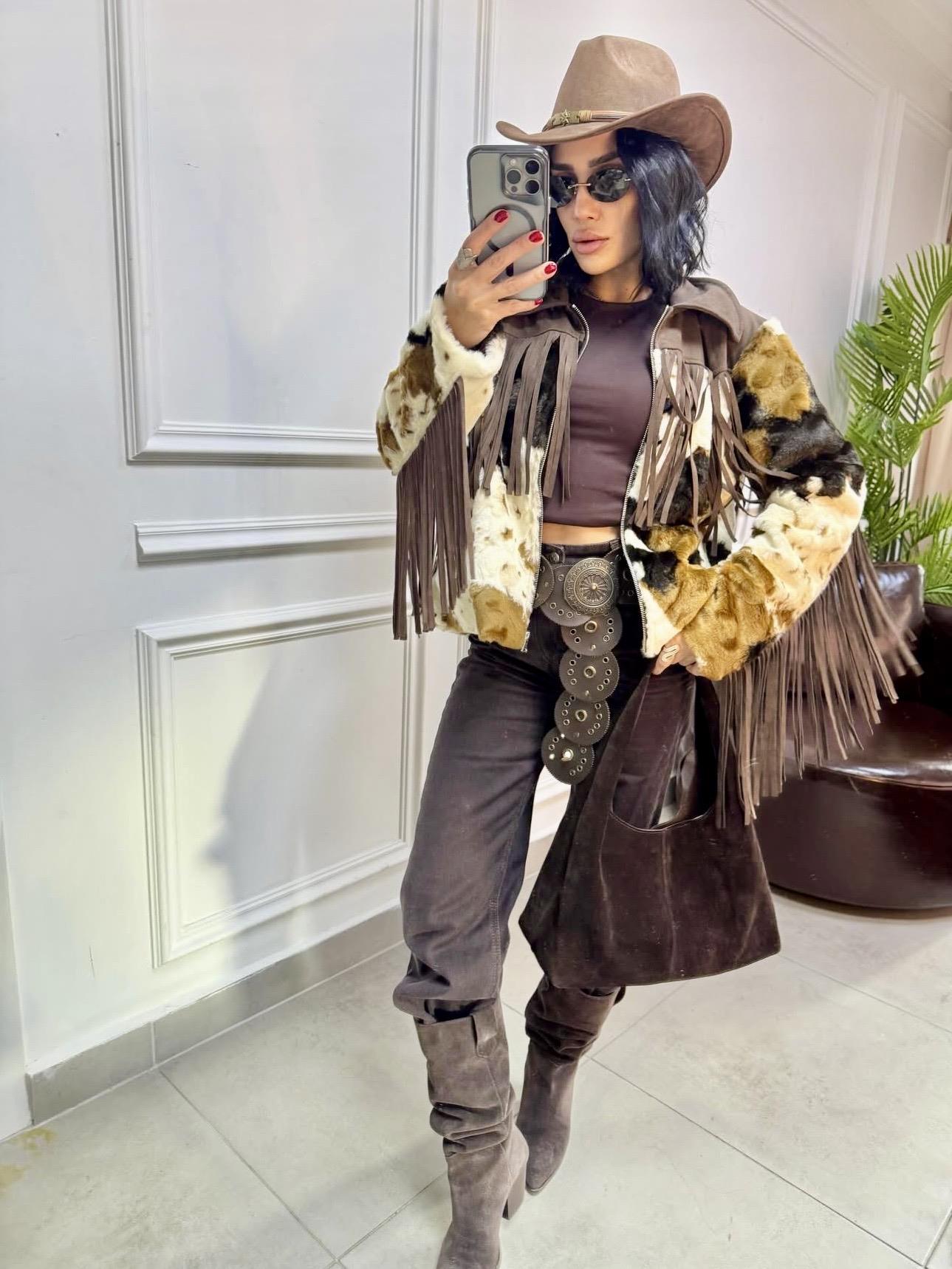 İthal Kovboy Saçaklı Ceket