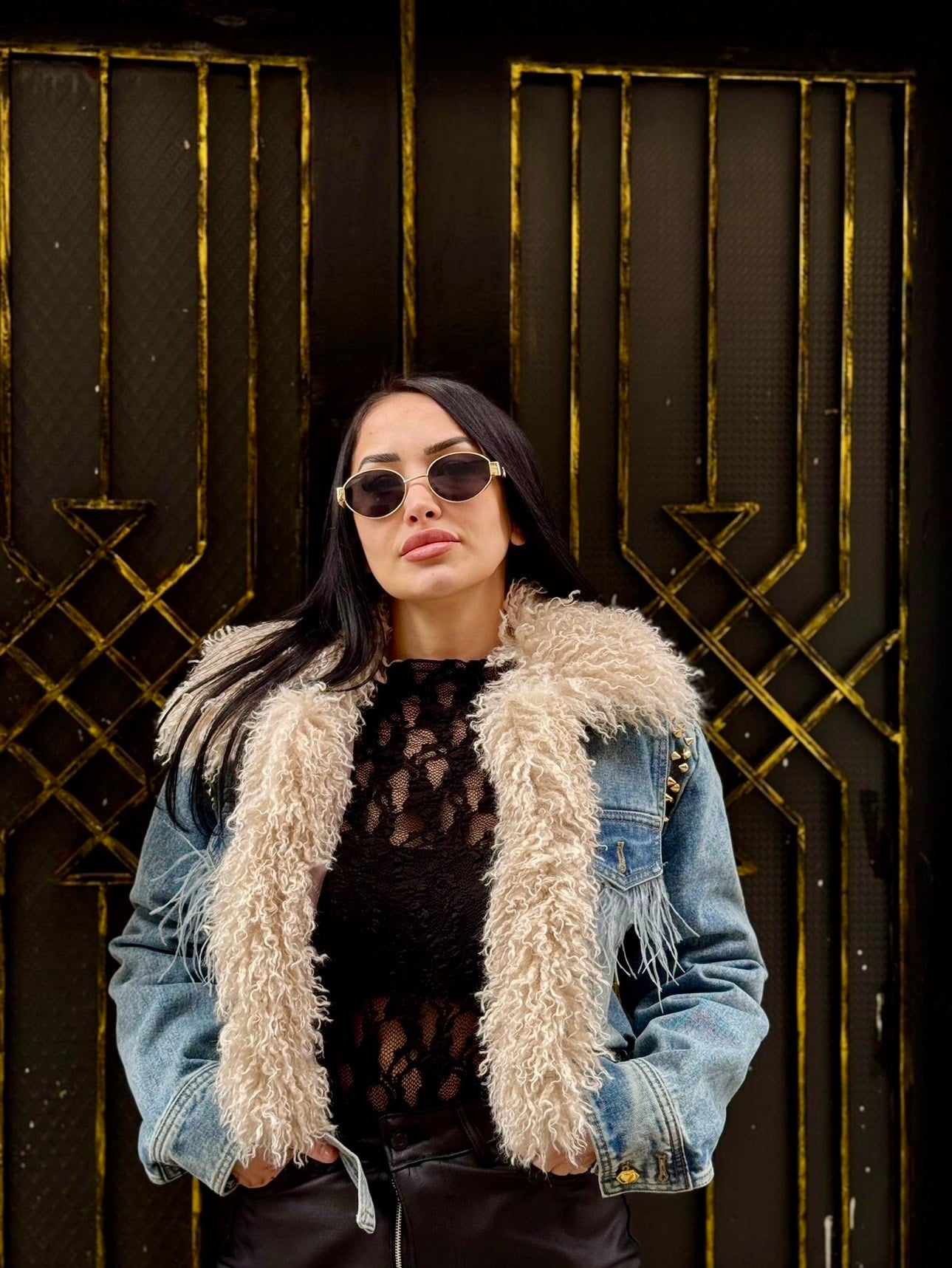 İthal Kürklü Crop Ceket