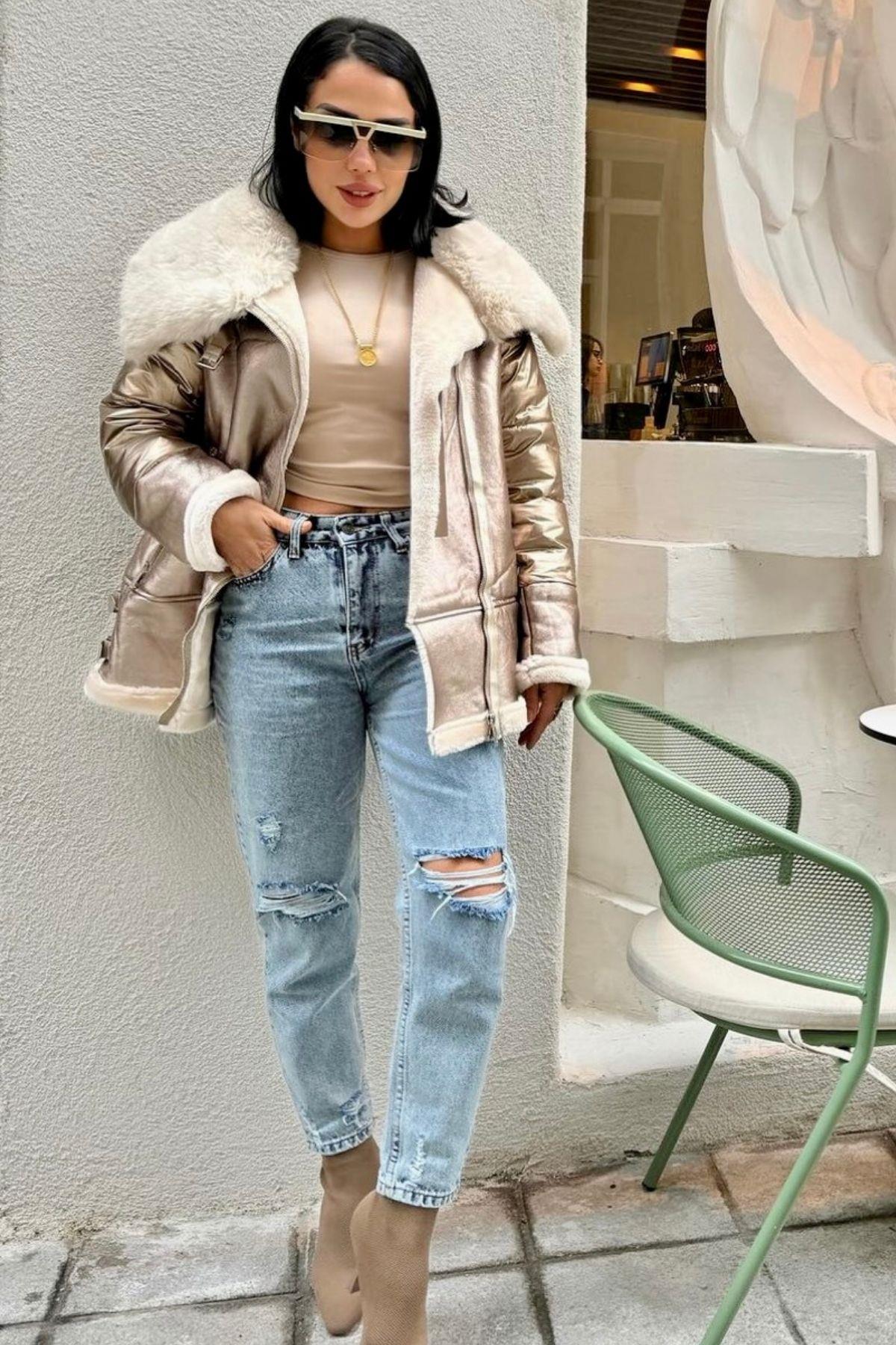 İthal Kürklü Şişme Mont