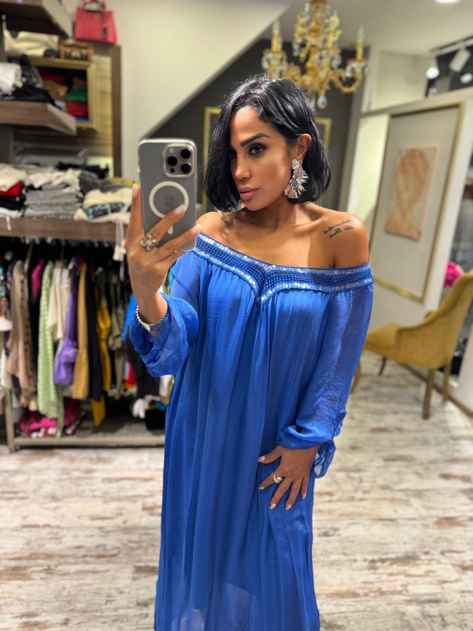 İthal Madonna Yaka Elbise