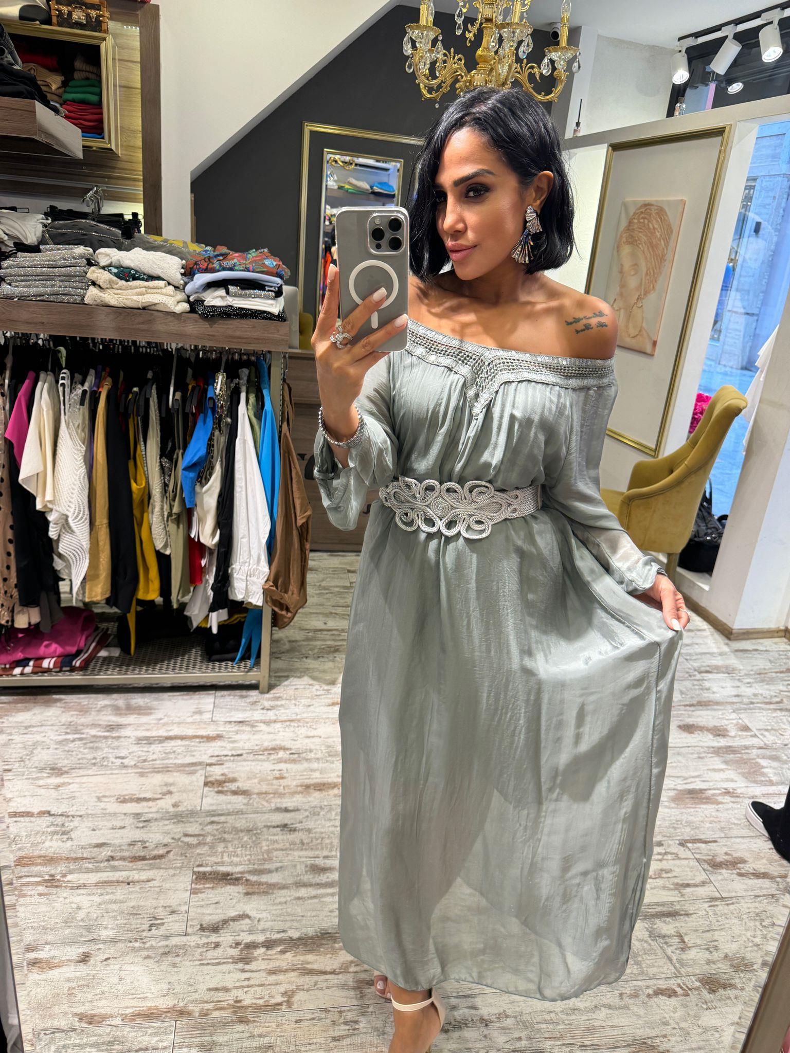 İthal Madonna Yaka Elbise