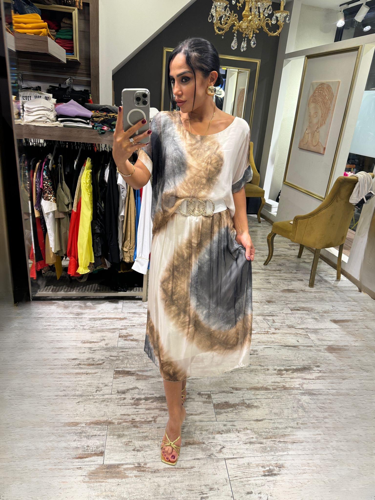 İthal Mix Desen Elbise