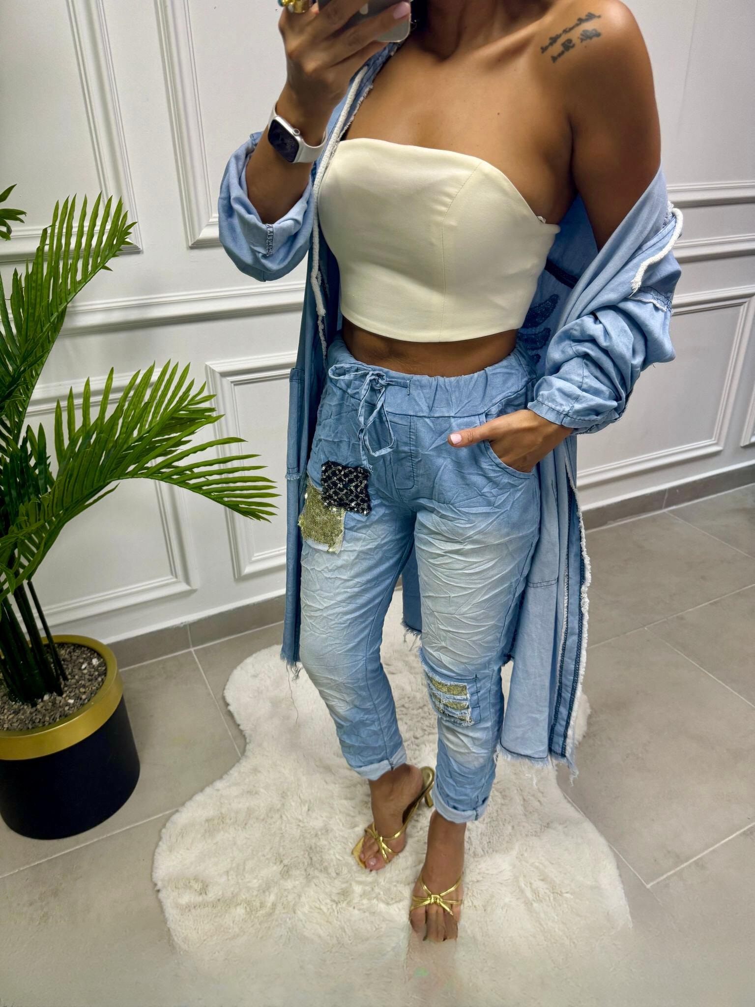 İthal Pul Yamalı Pantolon