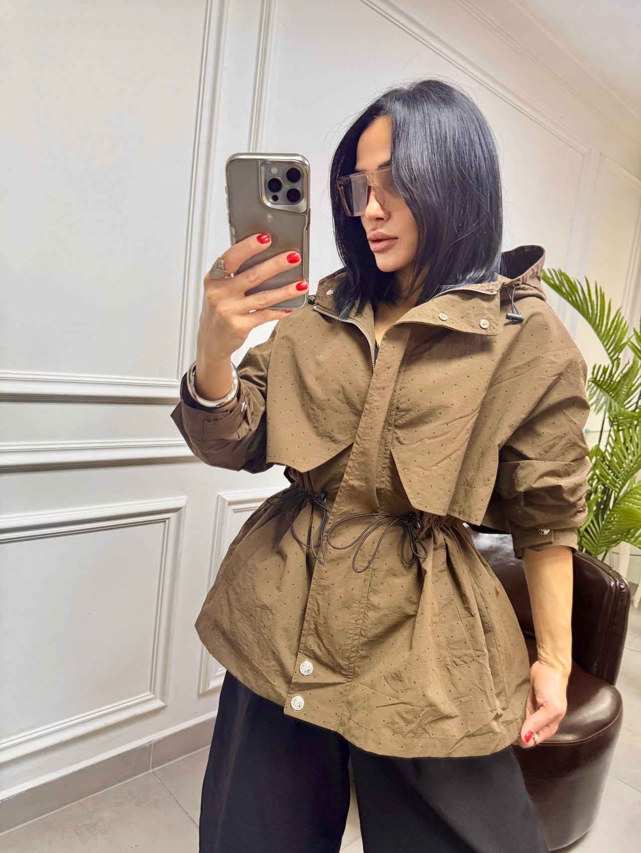 İthal Taş Baskılı Yağmurluk