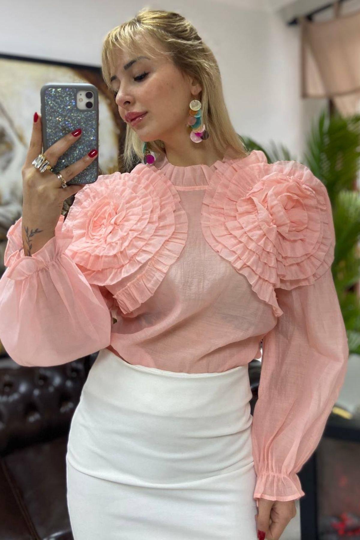 İthal Tasarım Gömlek Pudra