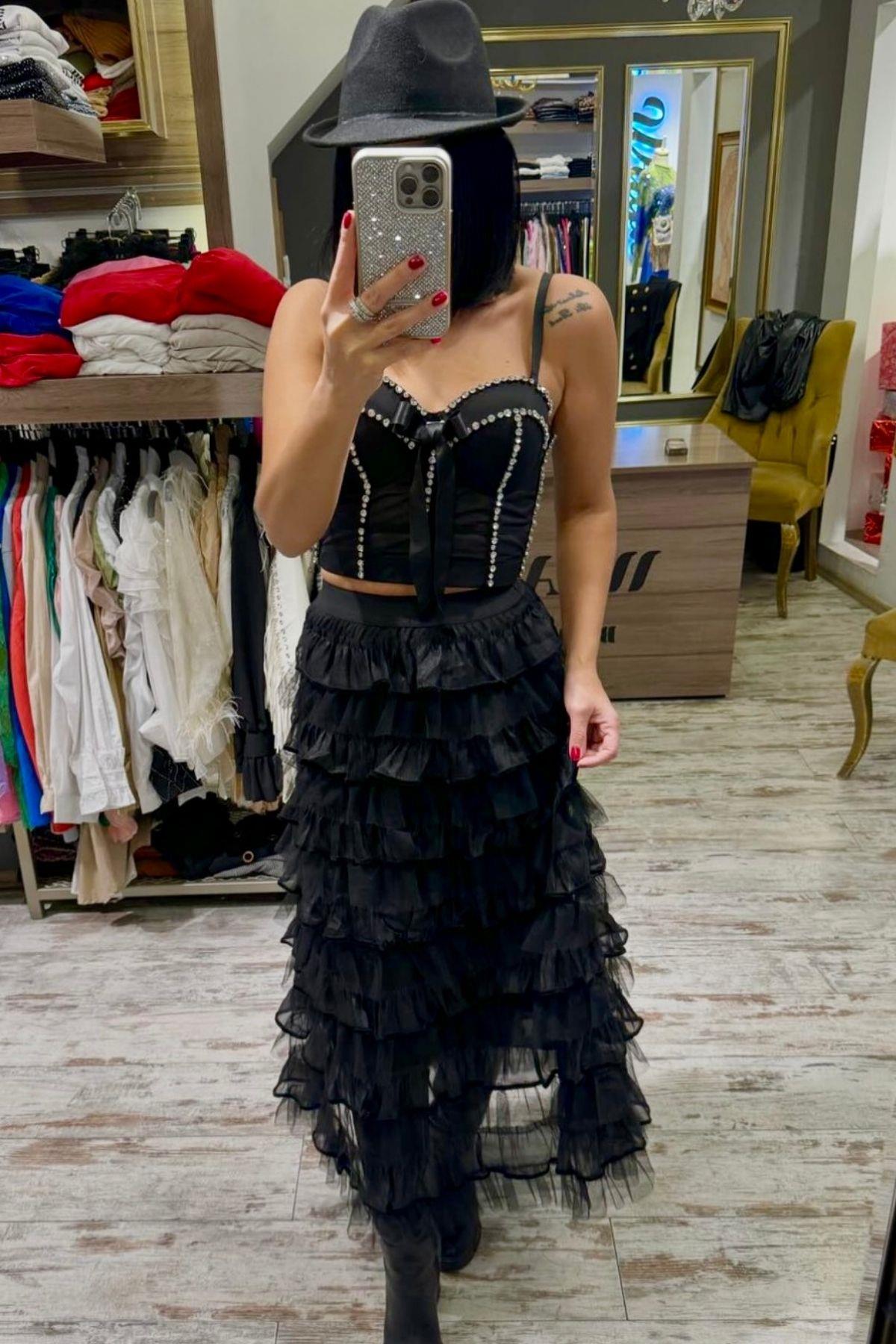 İthal Tül Etek Siyah