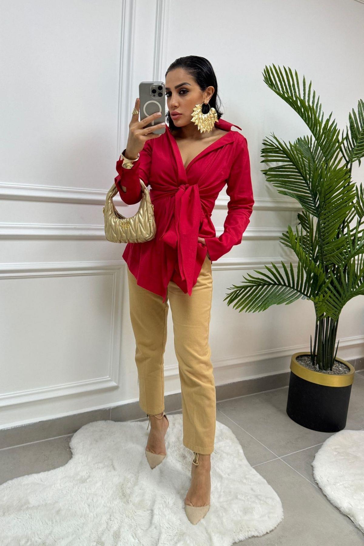 Kuşak Gömlek Kırmızı