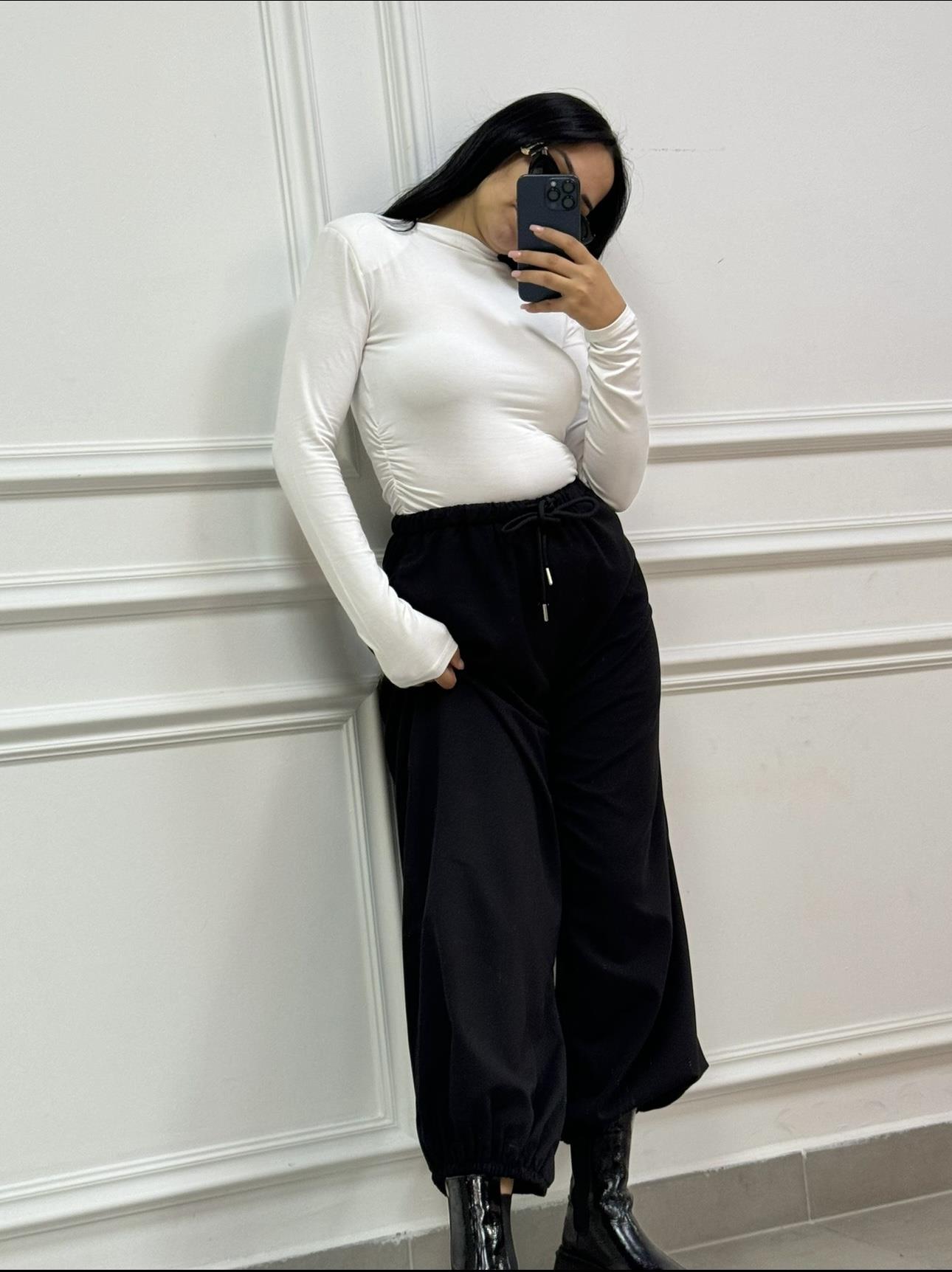 Lastikli Paça Balon Pantolon