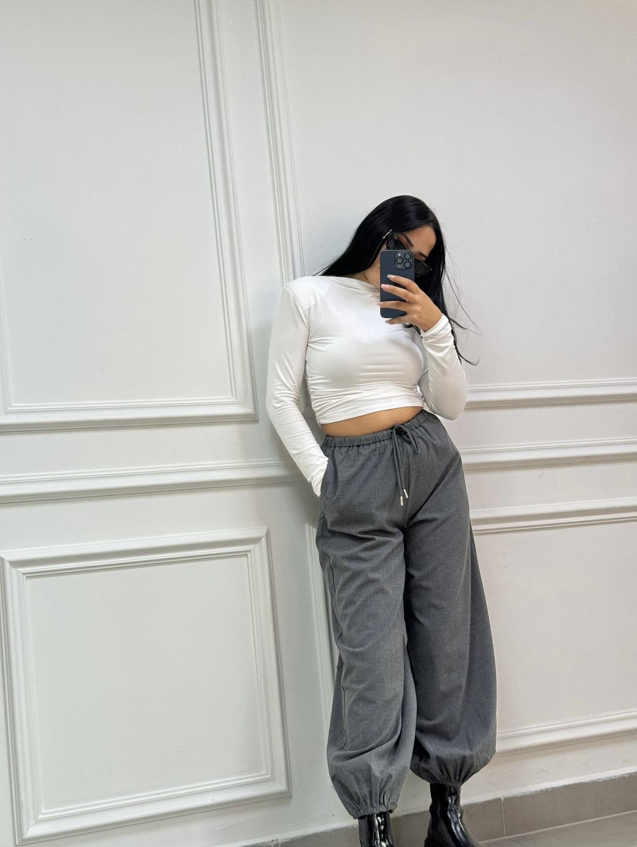 Lastikli Paça Balon Pantolon