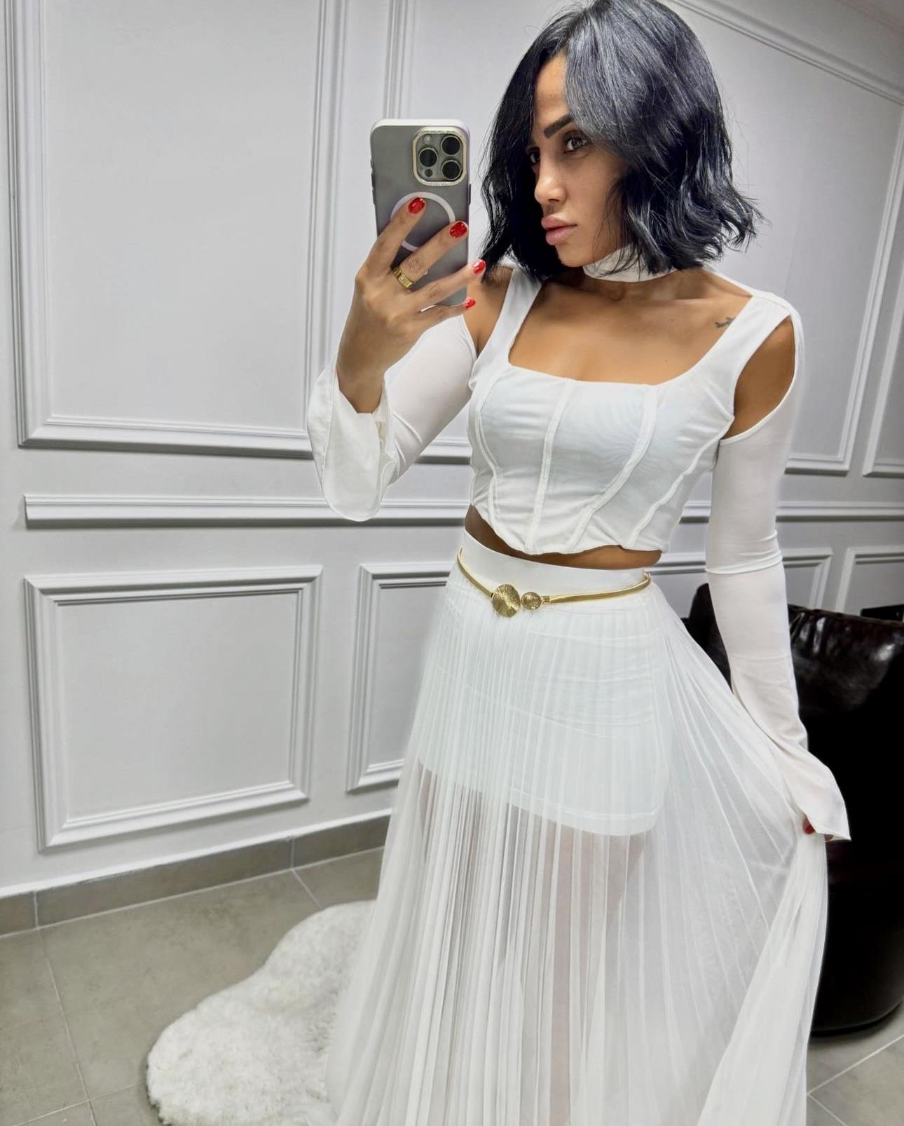 Mini Tül Detaylı Bluz