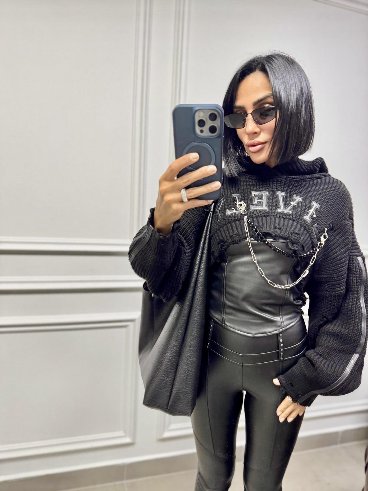 Nakışlı Crop Kazak