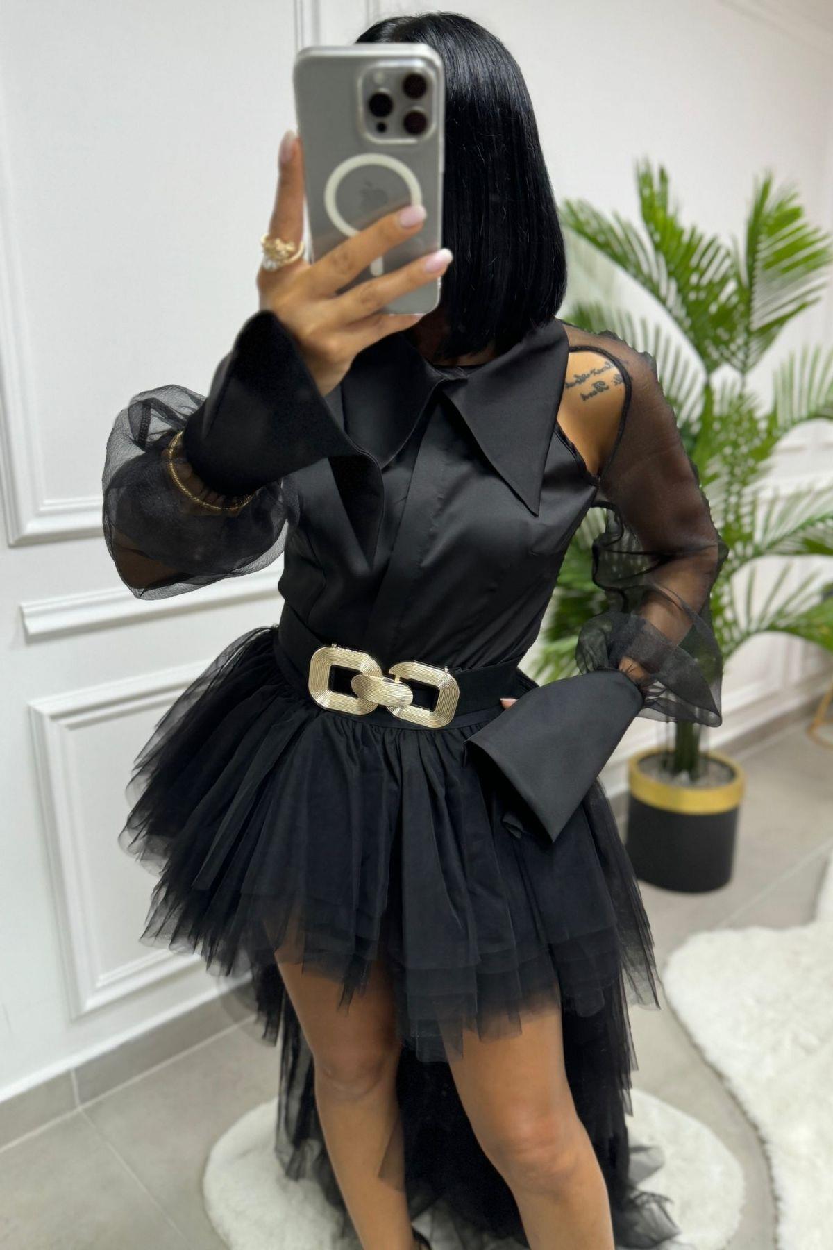 Organze Gömlek Siyah