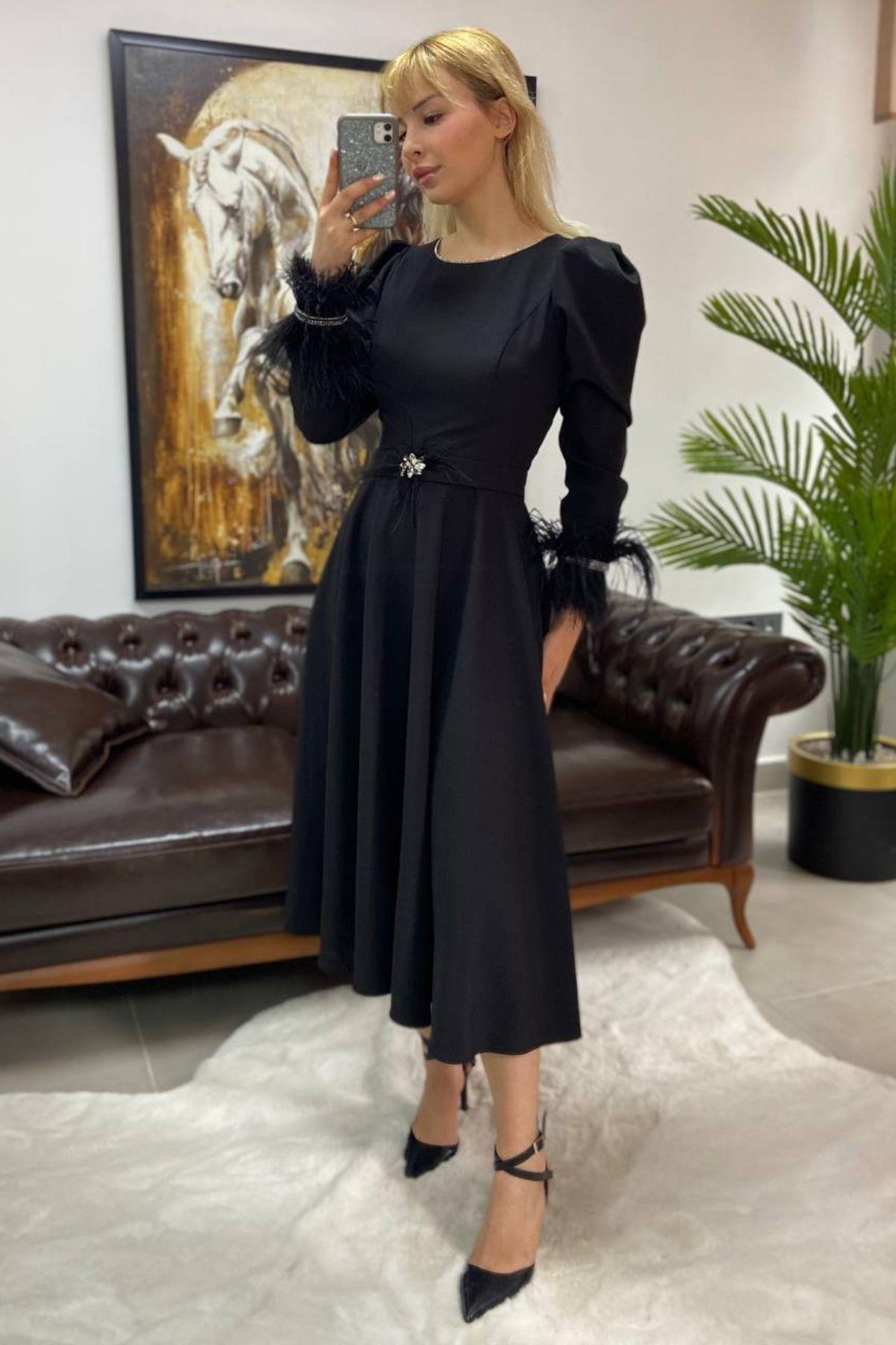 Otriş Kol Midi Boy Elbise