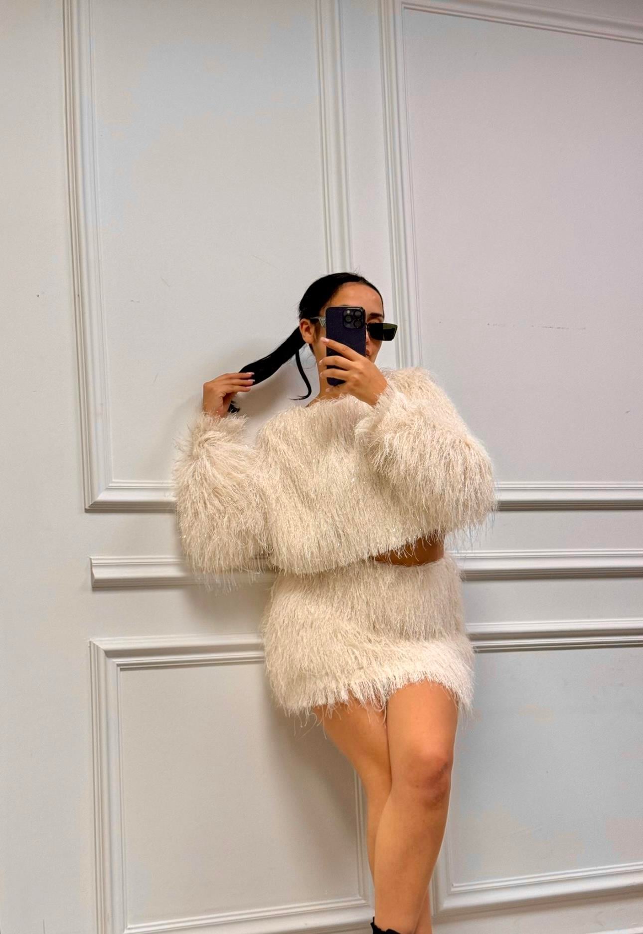 Saçaklı Bluz & Mini Etek