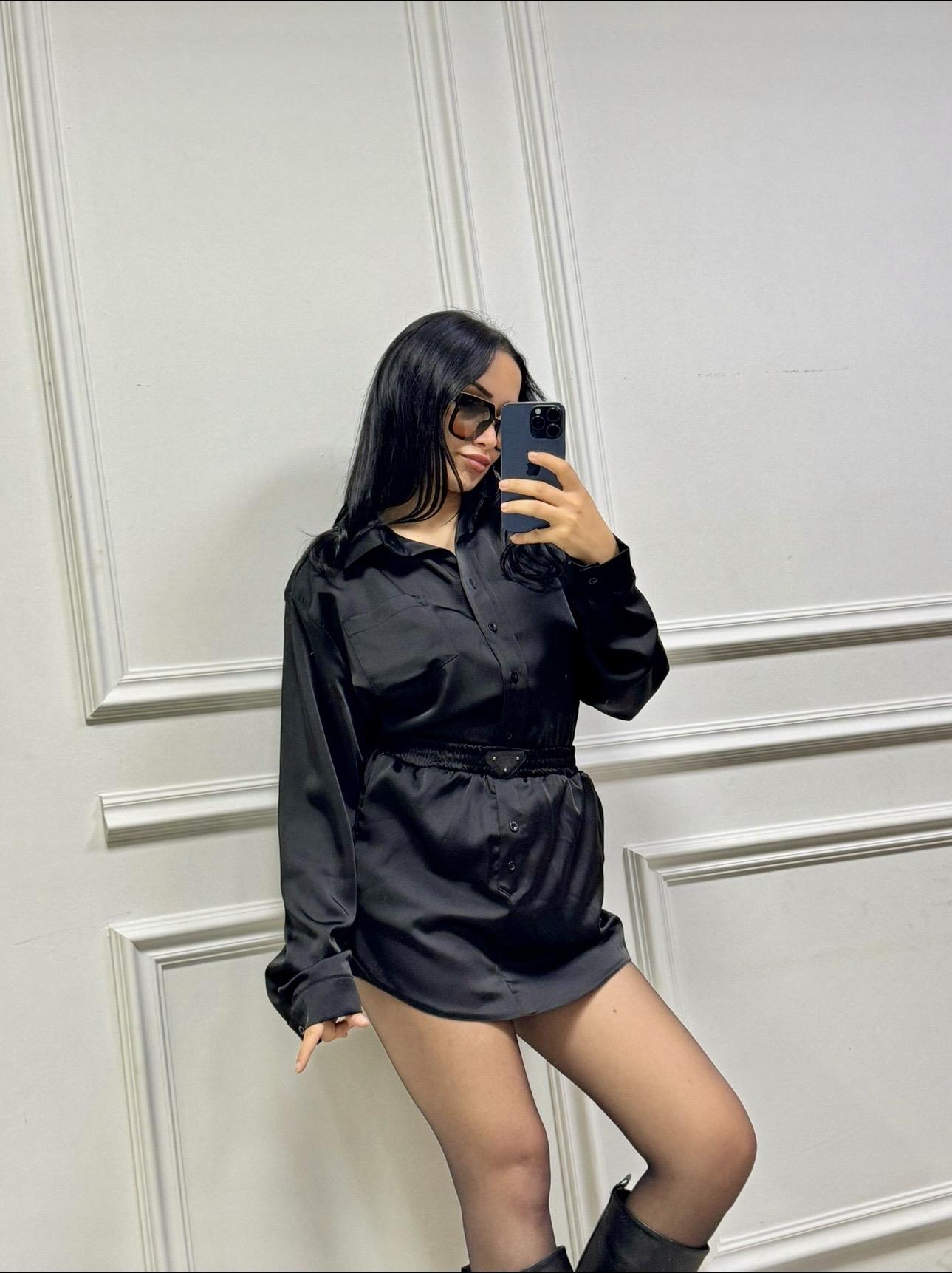 Saten Gömlek Elbise