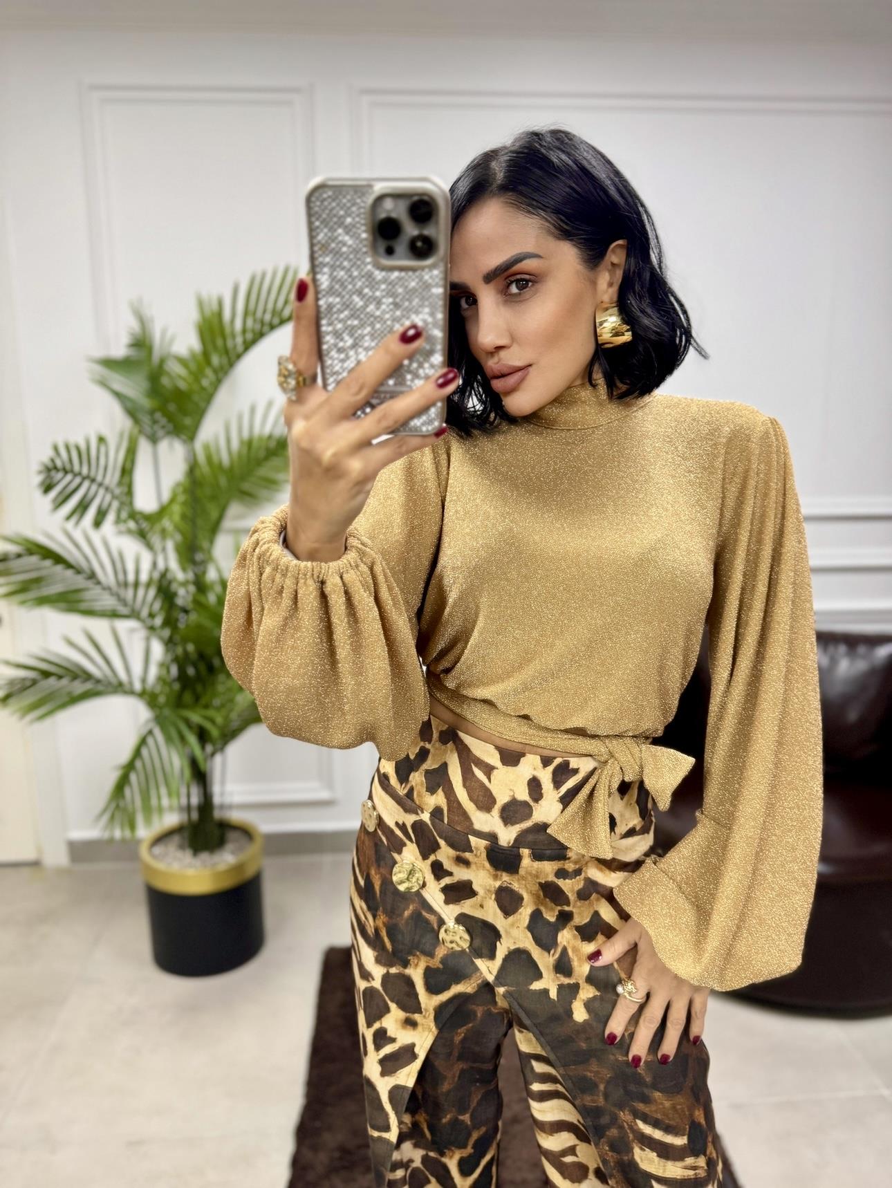 Sırt Dekolteli Sementa Bluz