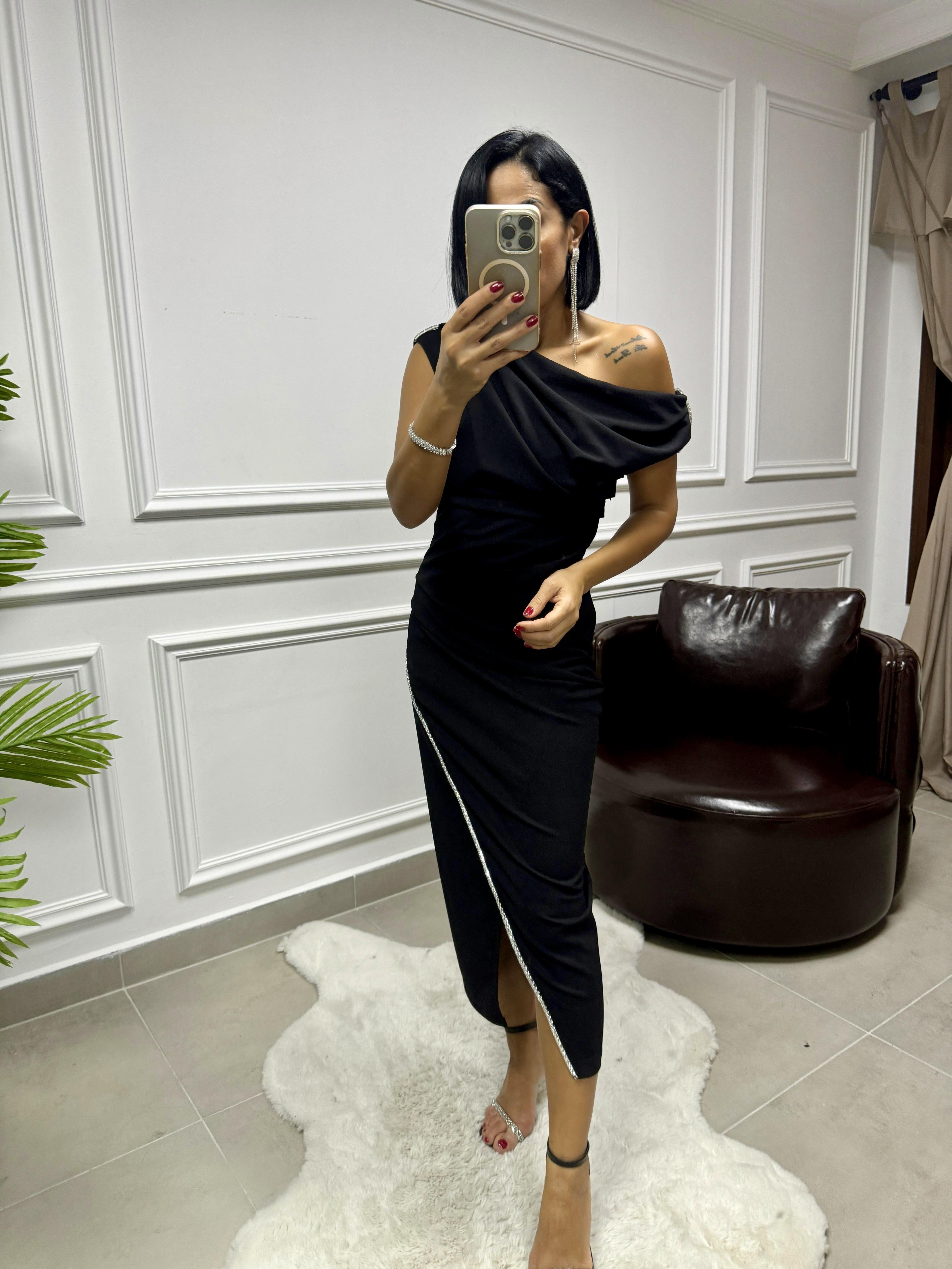 Taş Şeritli Scuba Elbise