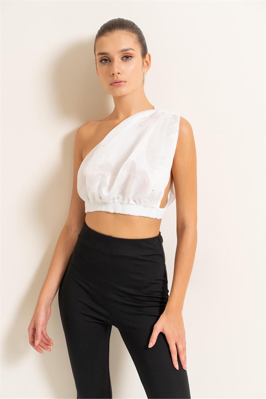Tek Omuz Organze Crop