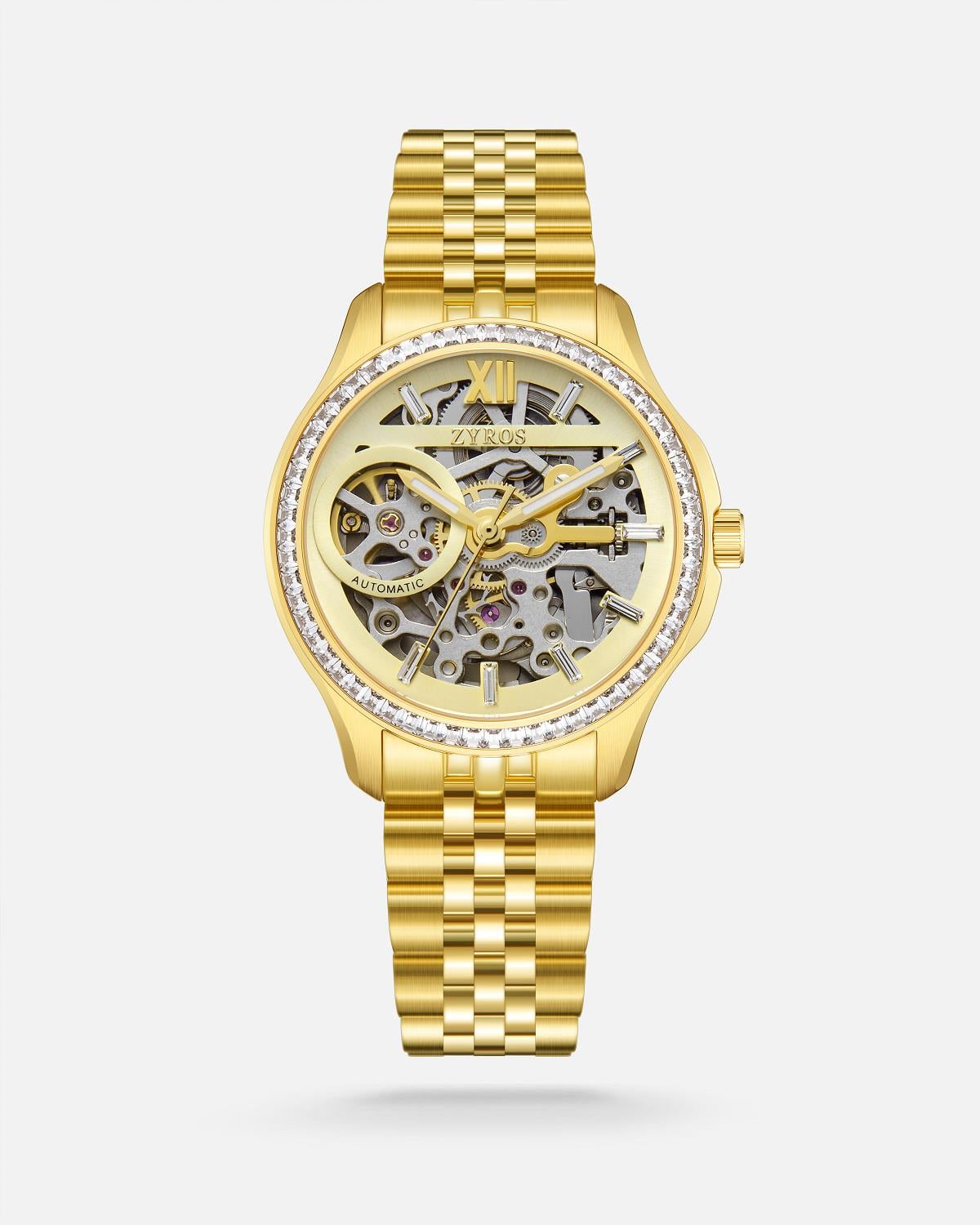 ZYROS Gold Çelik Kordon Automatic Kadın Saati