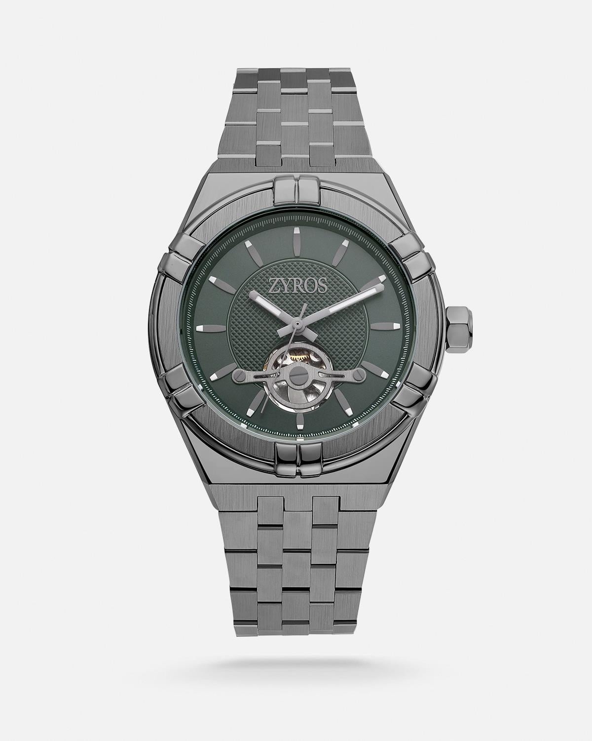 ZYROS Gri Çelik Kordon Automatic Erkek Saati 