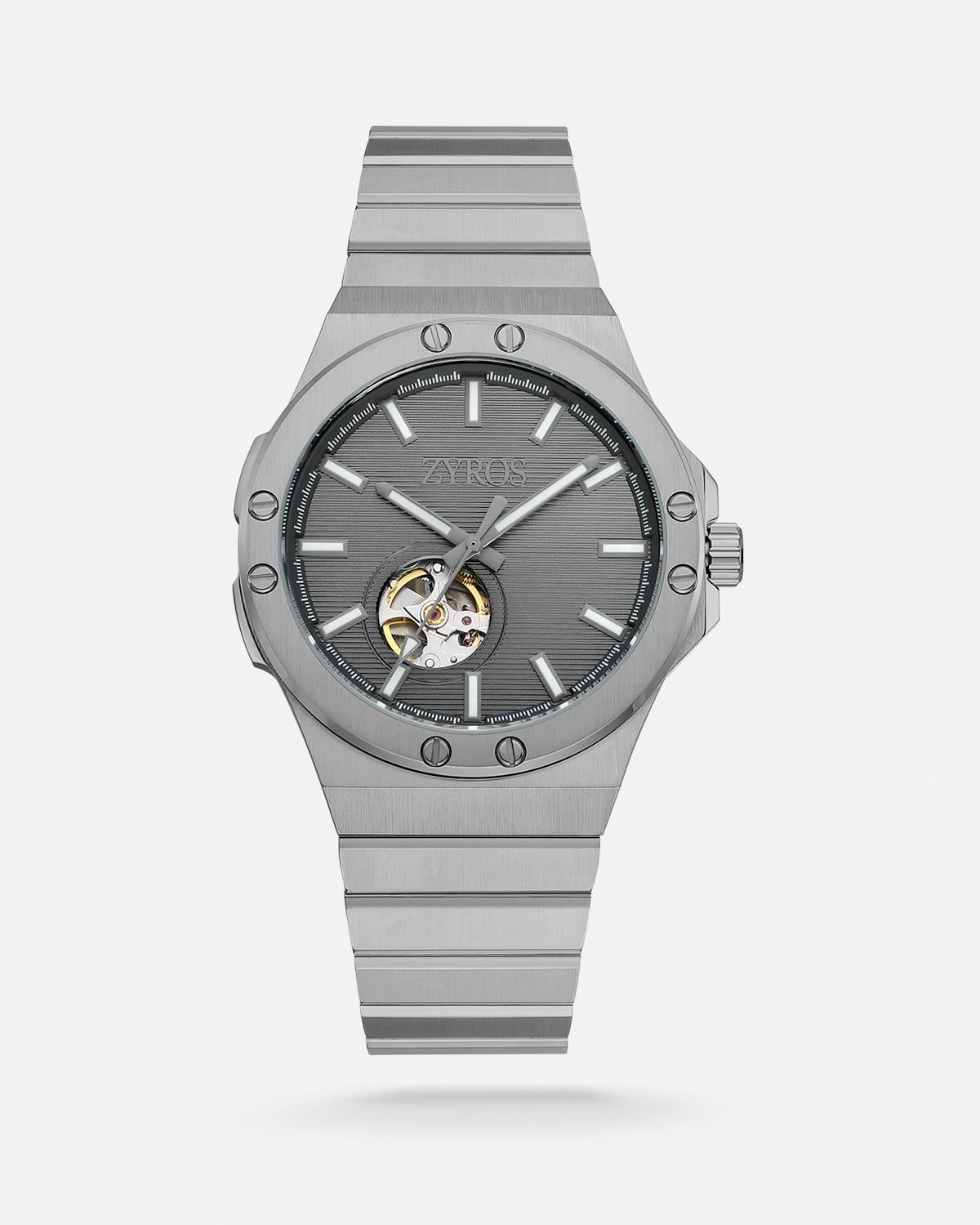 ZYROS Gri Çelik  Kordon Automatic Erkek Saati 