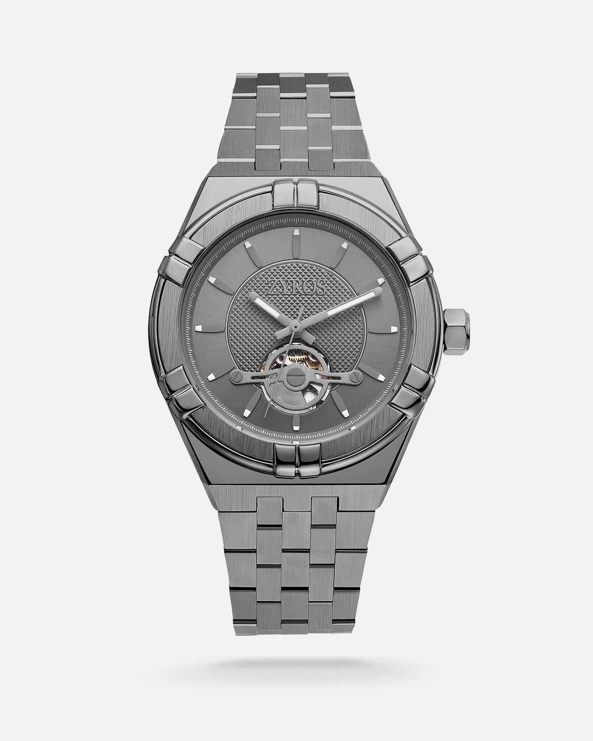 ZYROS Gri Çelik Kordon Automatic Erkek Saati 