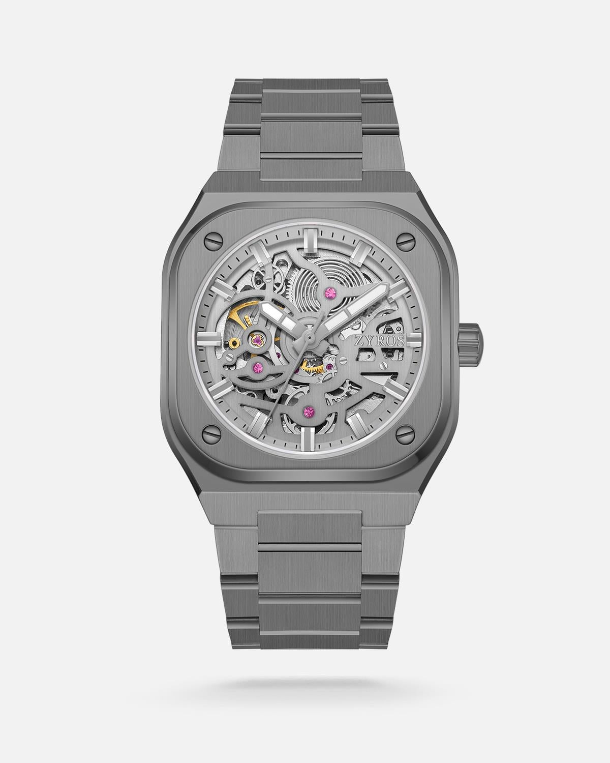 ZYROS Gri Çelik Kordon Automatic Erkek Saati