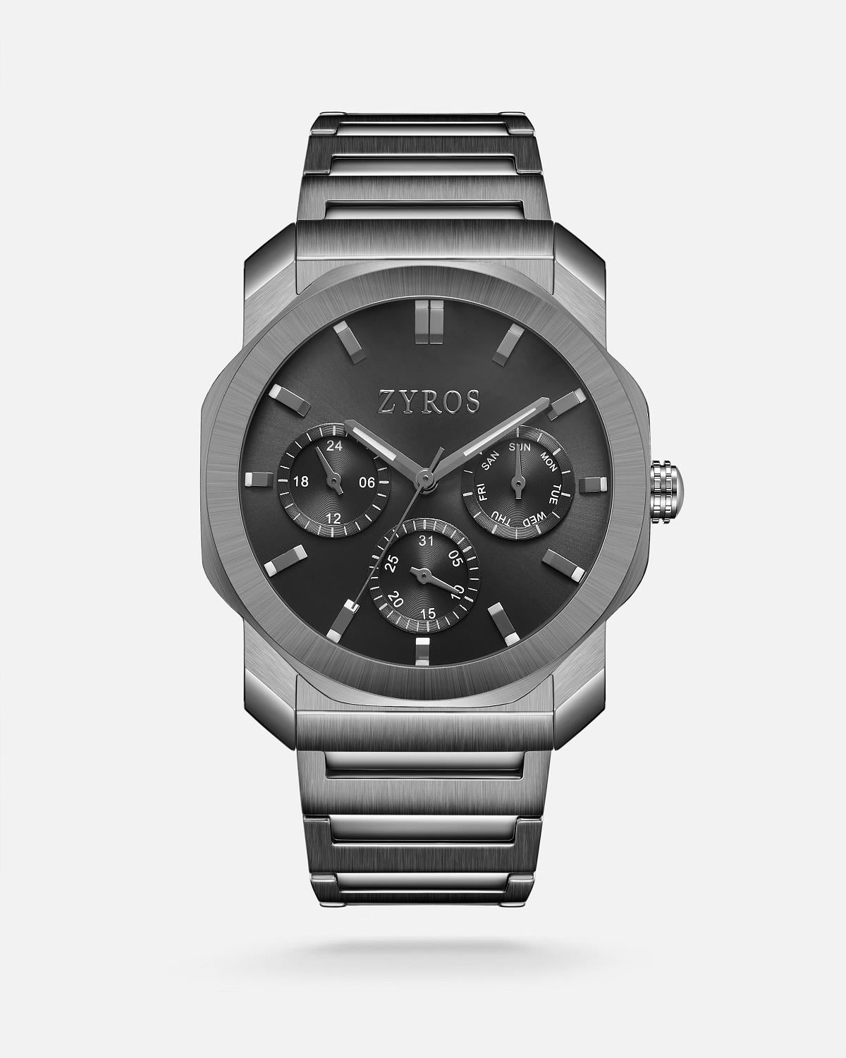 ZYROS Gri Çelik Kordon Exclusive Erkek Saati 