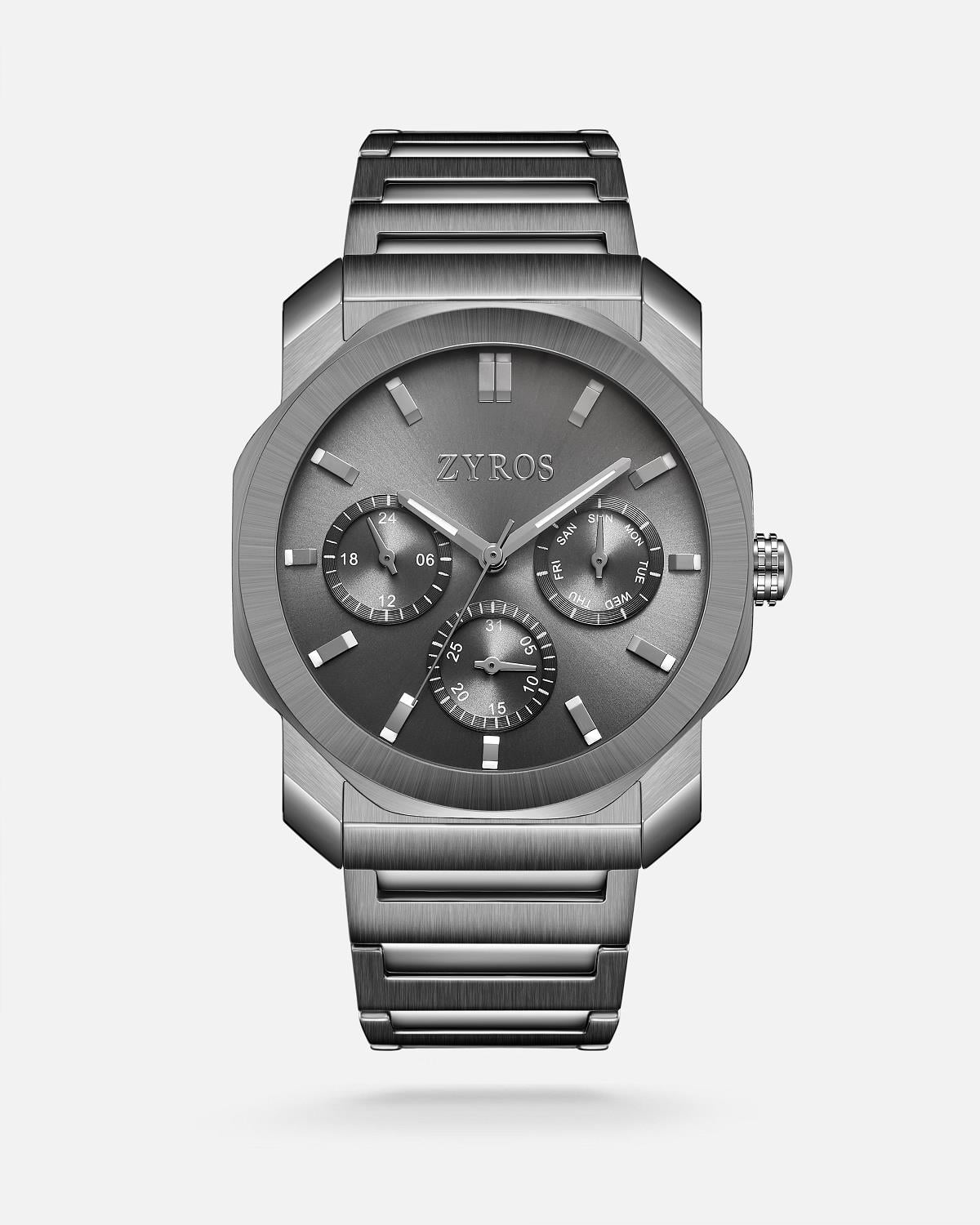 ZYROS Gri Çelik Kordon Exclusive Erkek Saati 