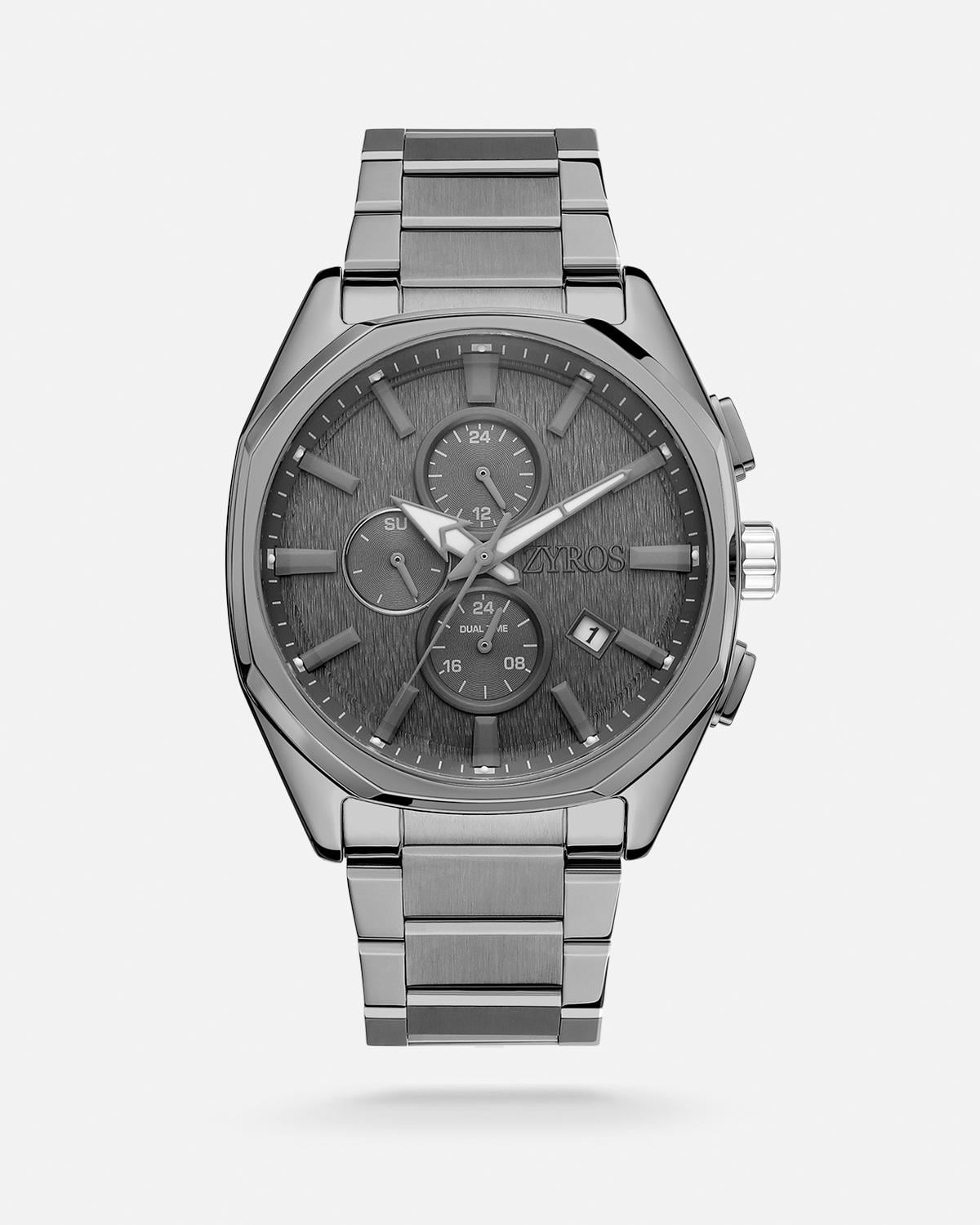 ZYROS Gri Çelik Kordon Exclusive Erkek Saati 
