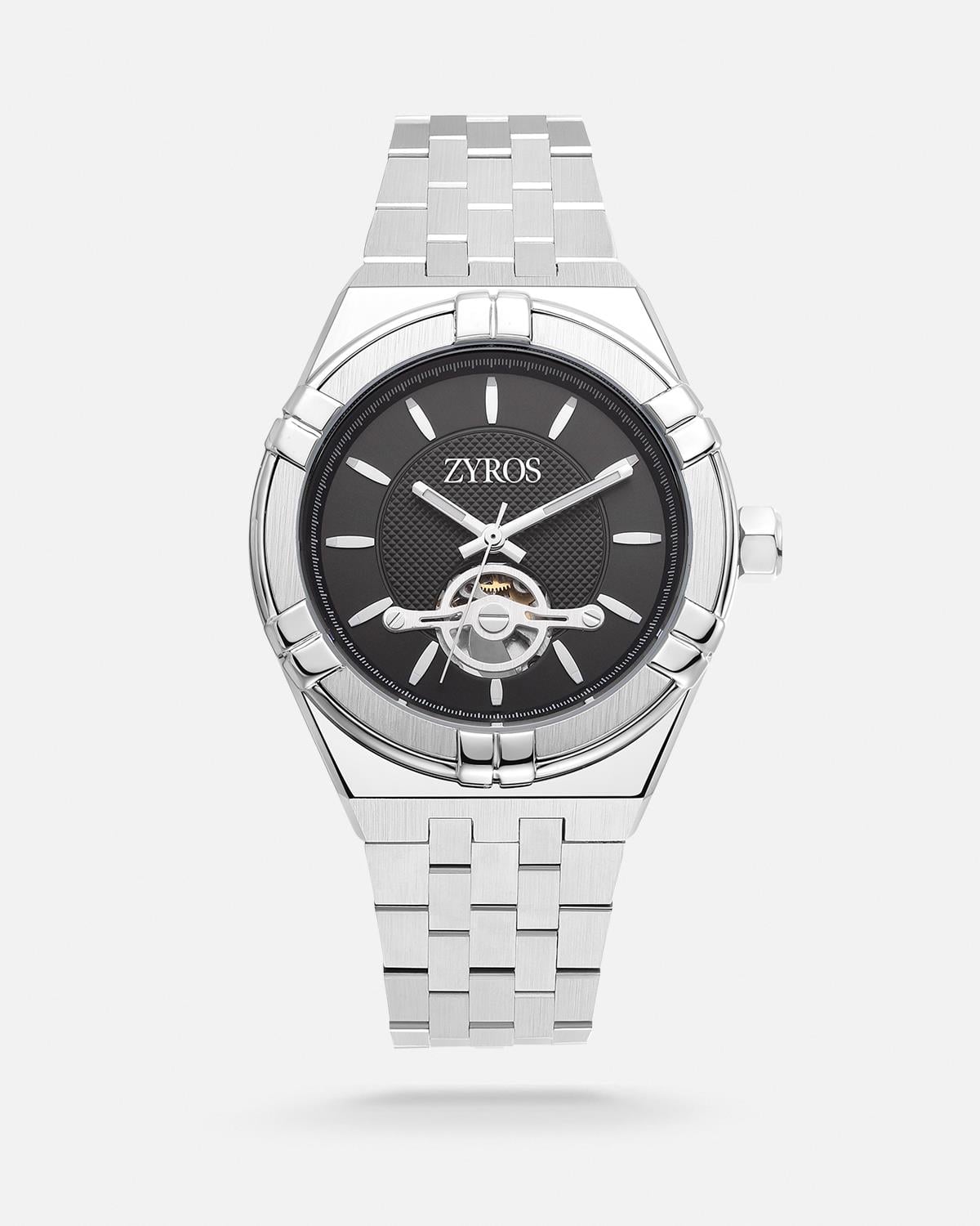 ZYROS Gümüş Çelik Kordon Automatic Erkek Saati 