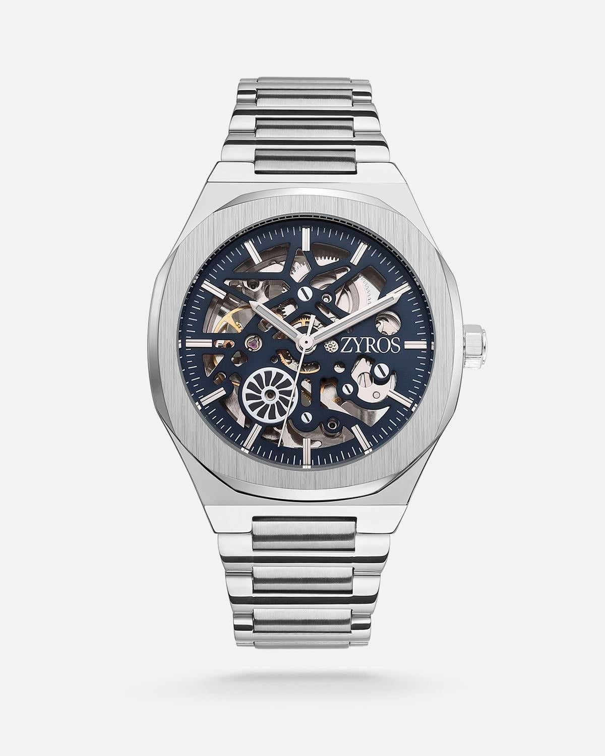 Zyros Gümüş Çelik Kordon Mavi Kardan Erkek Kol Saati