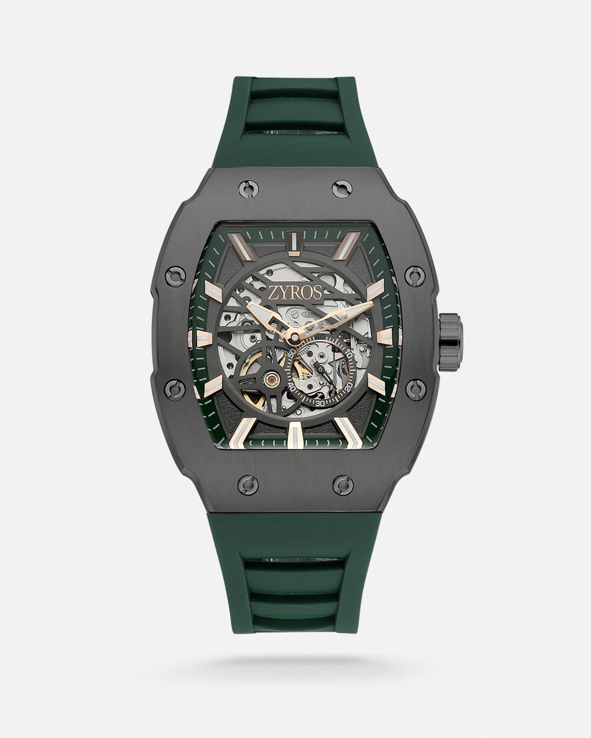 ZYROS Haki Silikon Kordon Automatic Erkek Saati 