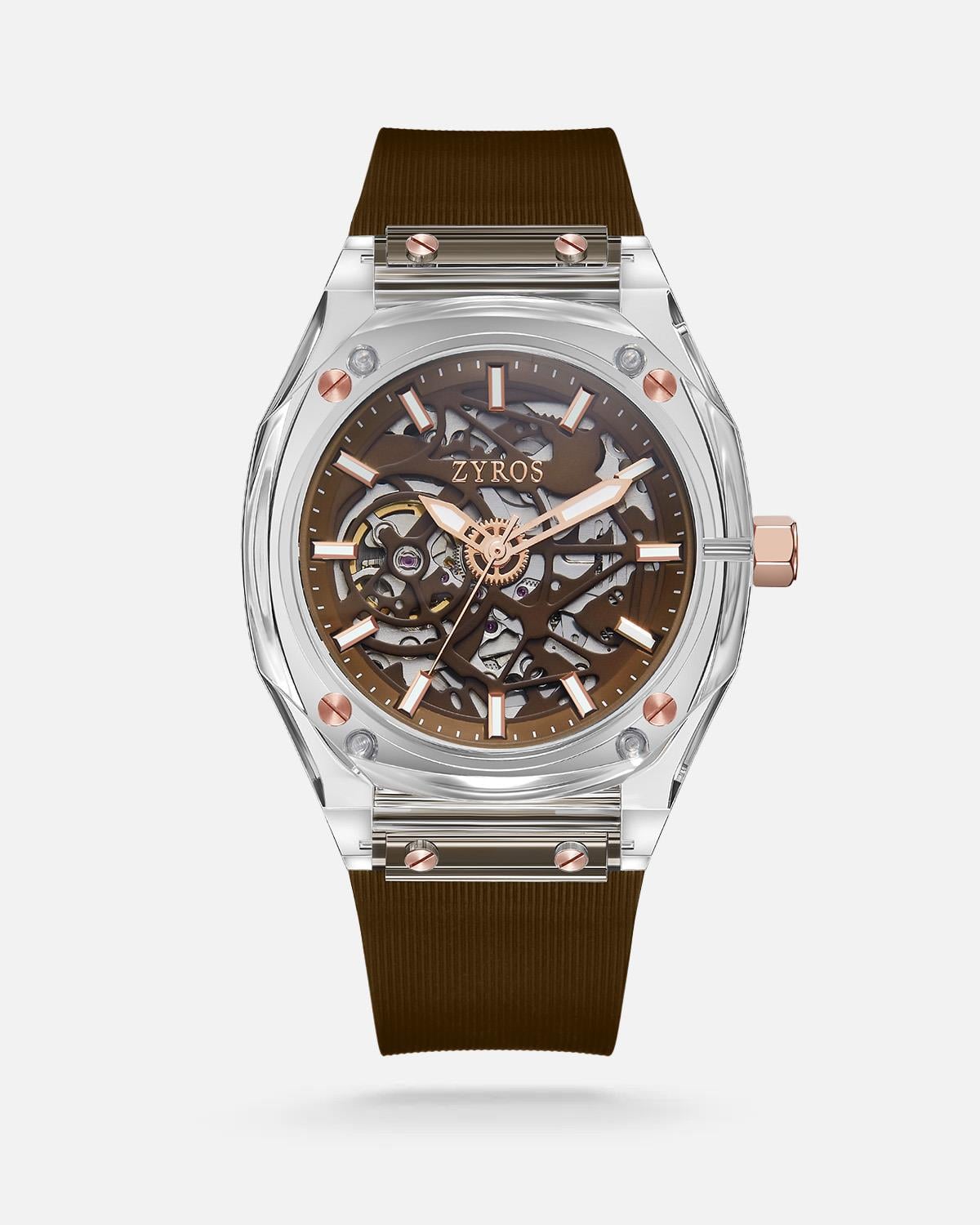Zyros KahveRengi Silikon Kordon Automatic Erkek Kol Saati