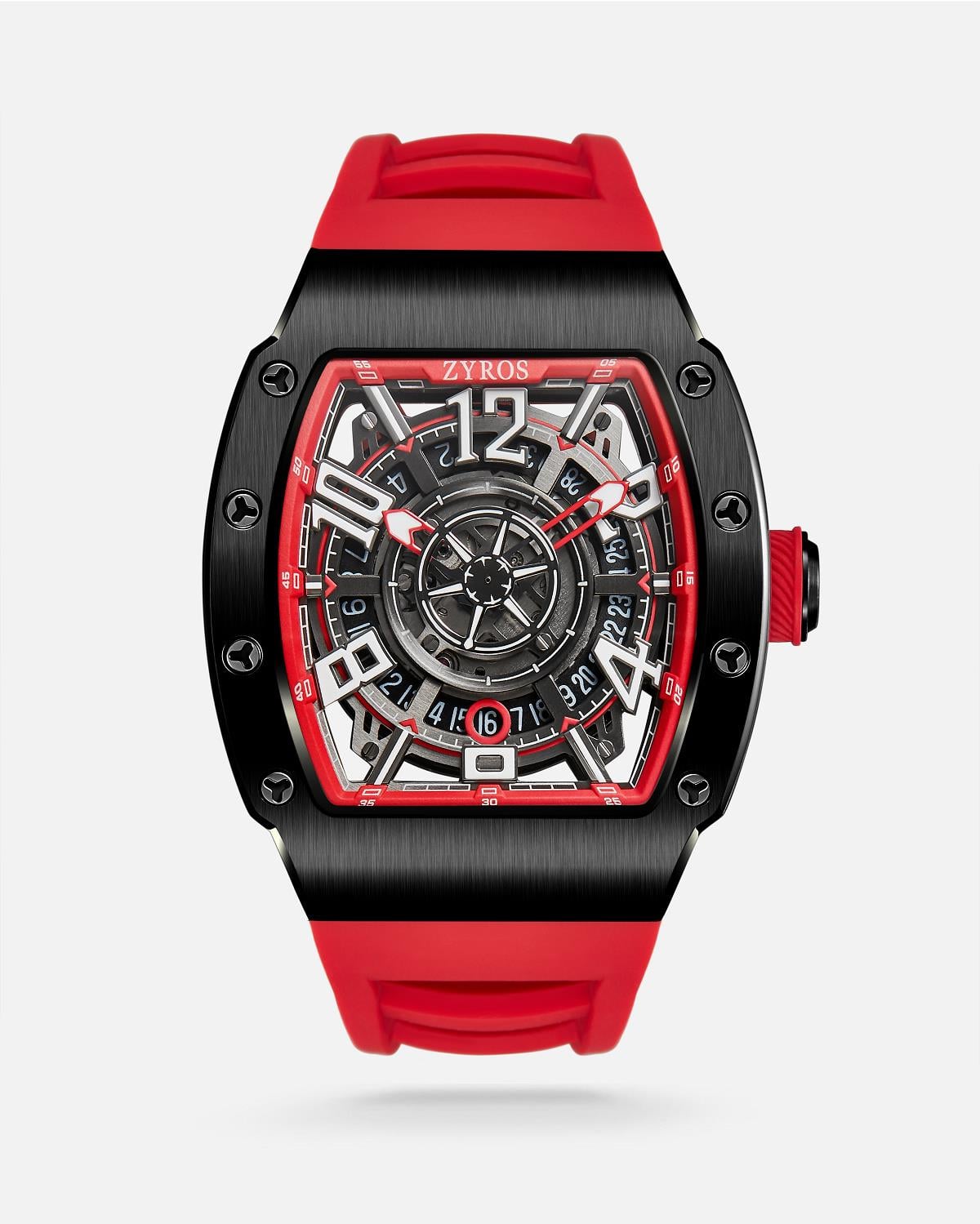 Zyros Kırmızı Silikon Kordon Automatic Erkek Kol Saati 